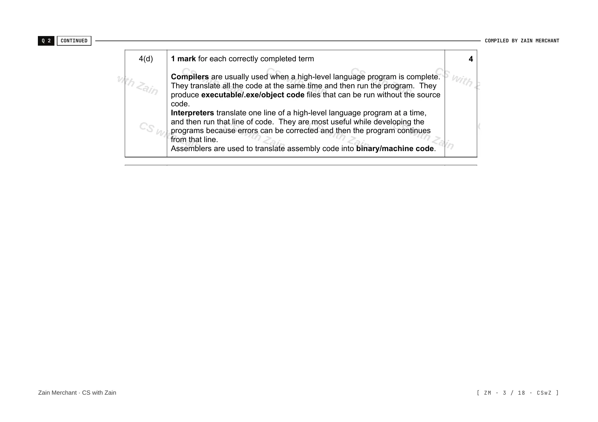 5.2 Language Translators mark scheme, page 2