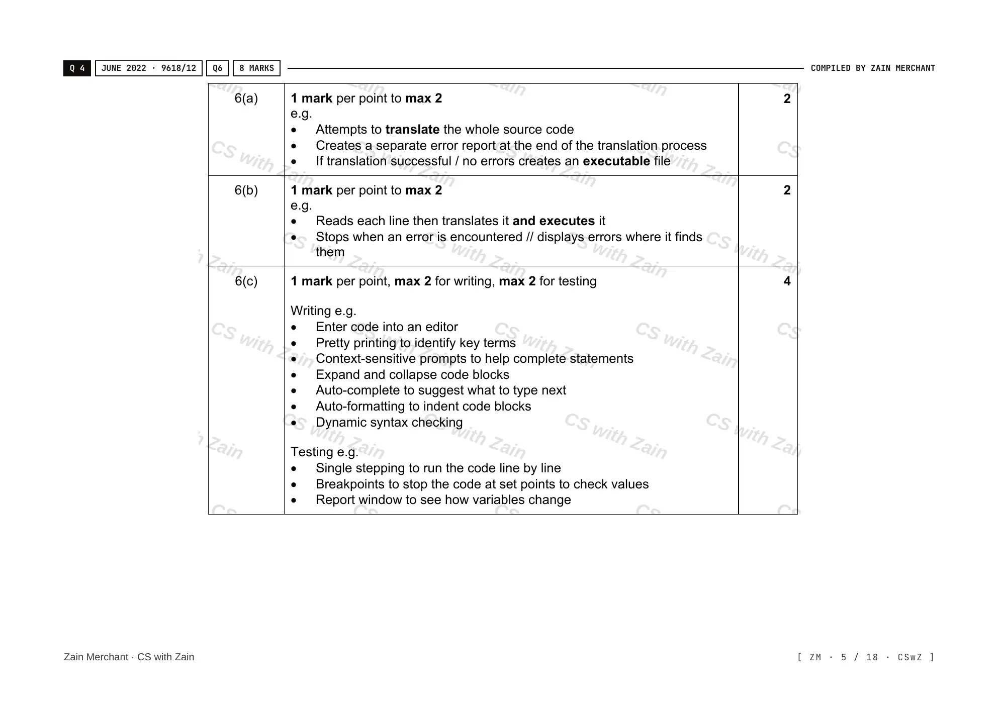 5.2 Language Translators mark scheme, page 4