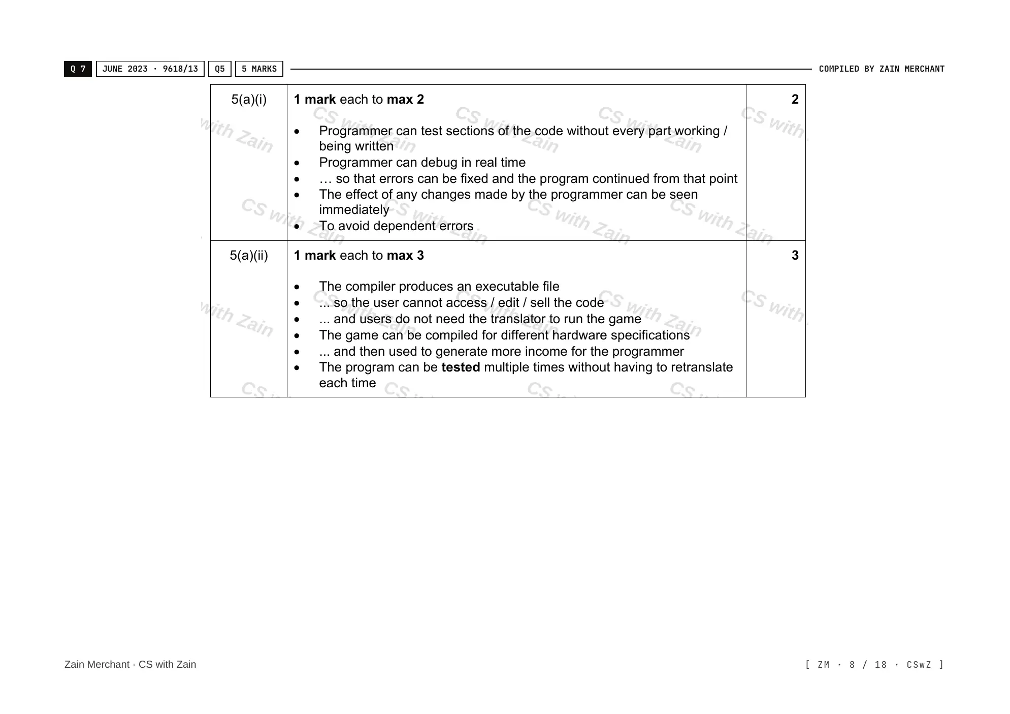 5.2 Language Translators mark scheme, page 7