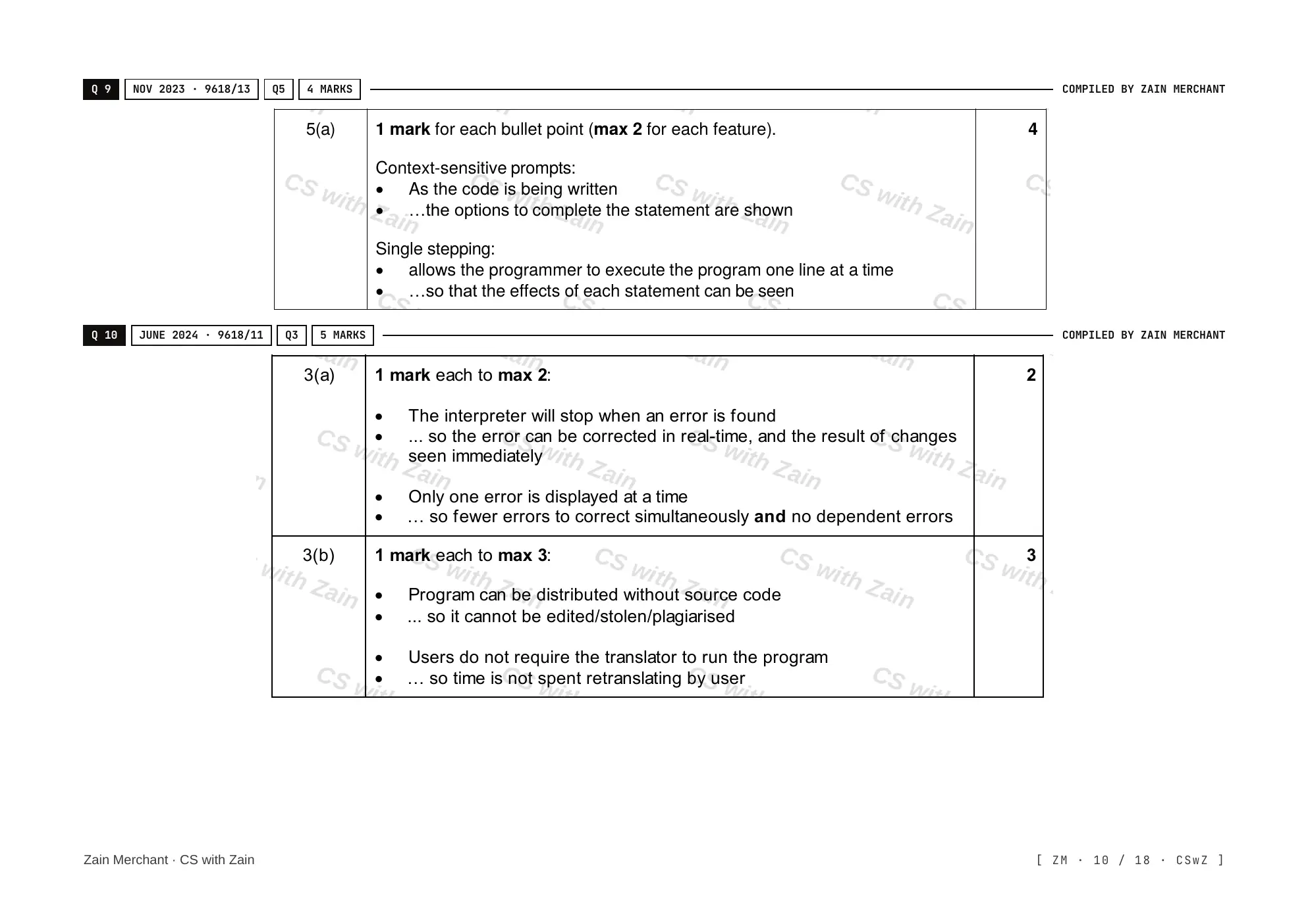 5.2 Language Translators mark scheme, page 9