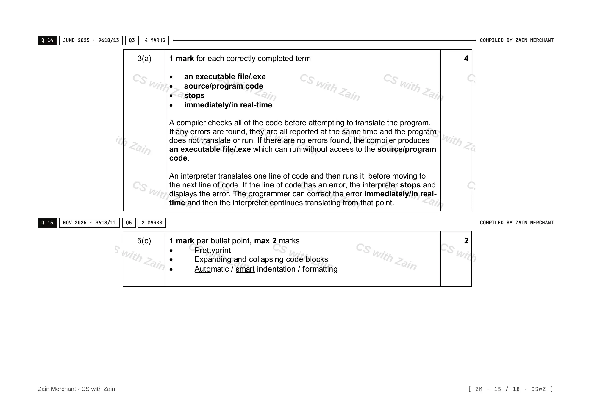 5.2 Language Translators mark scheme, page 14