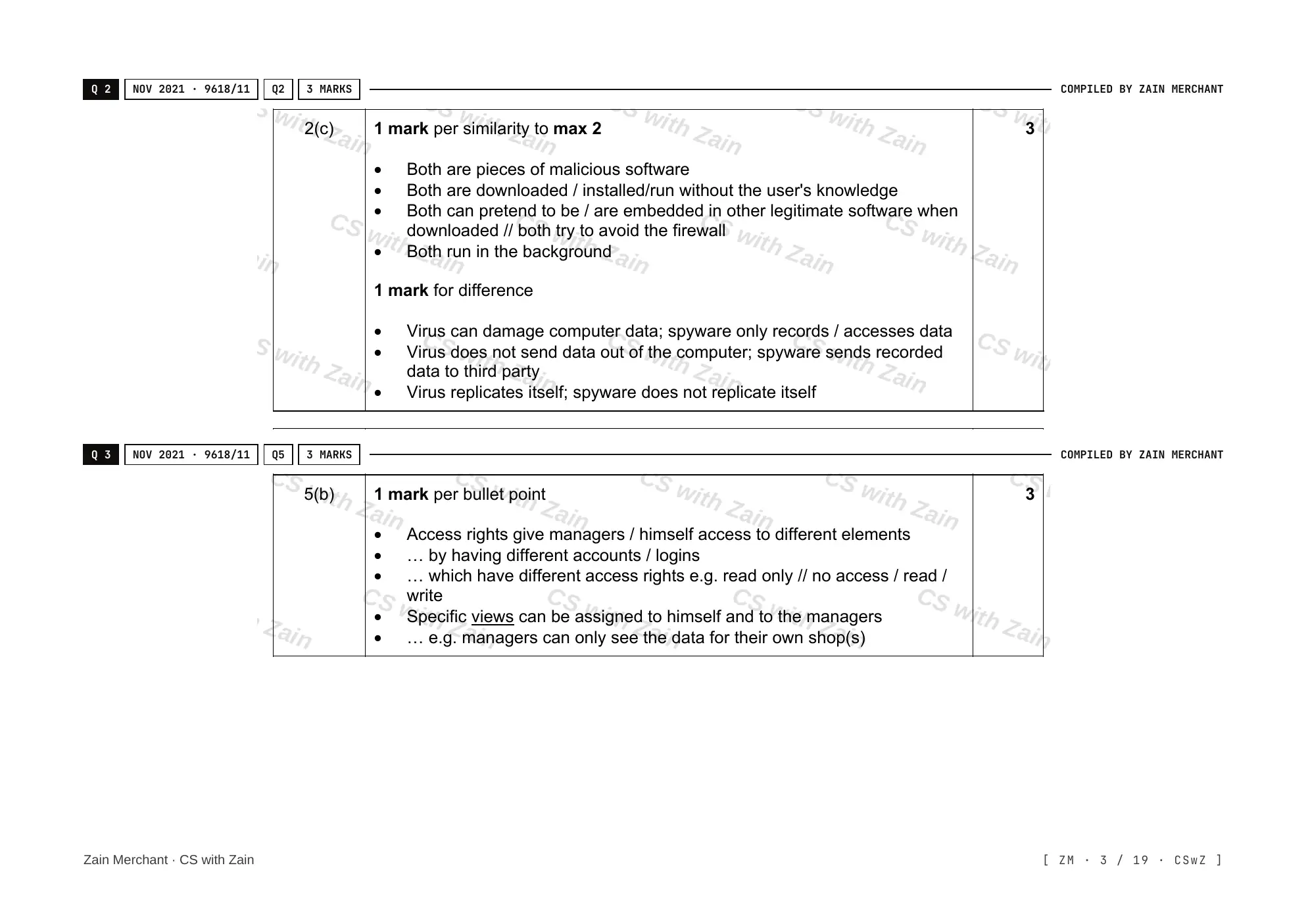 6.1 Data Security mark scheme, page 2