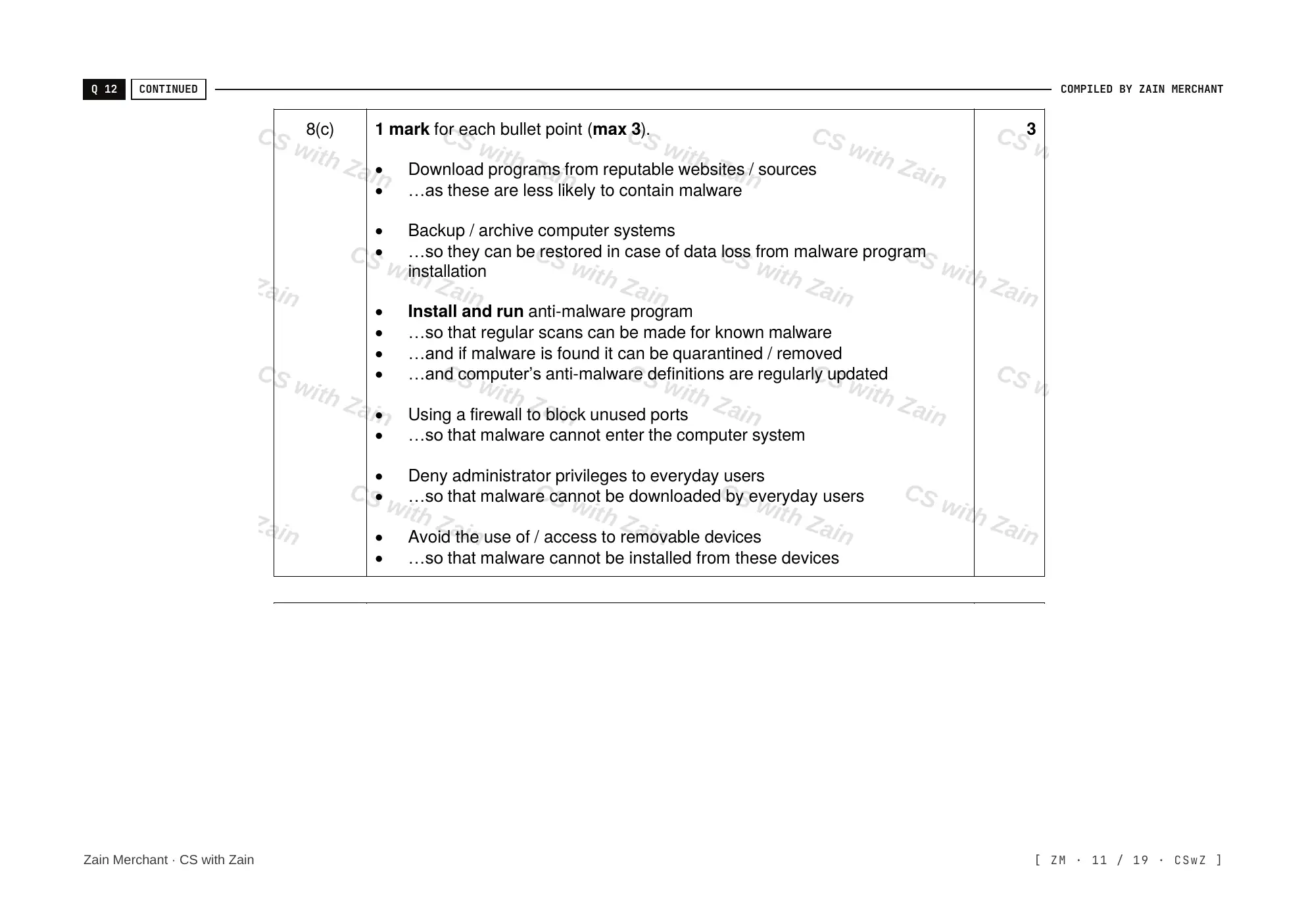 6.1 Data Security mark scheme, page 10