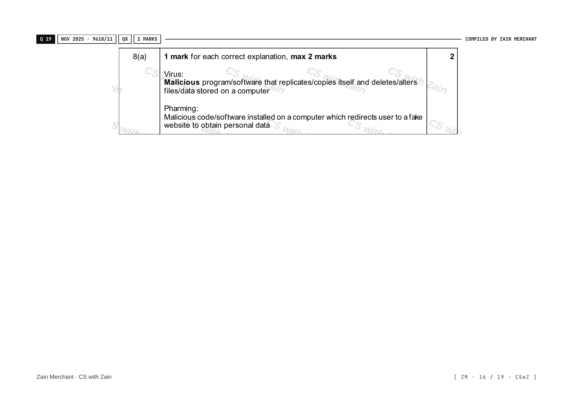 6.1 Data Security mark scheme, page 15