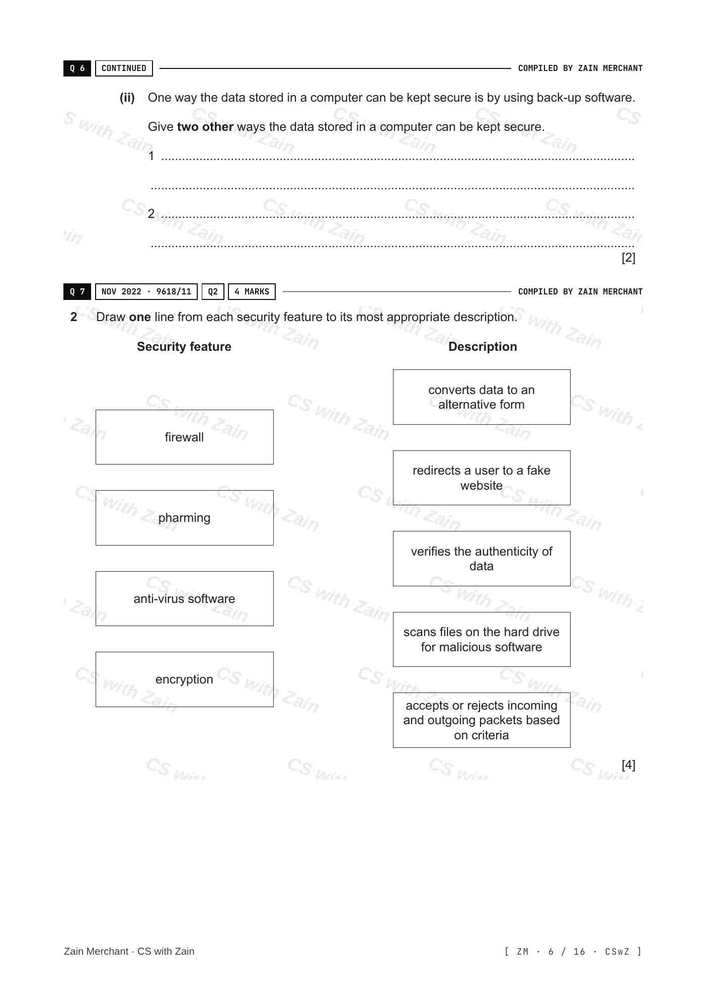 6.1 Data Security questions, page 5