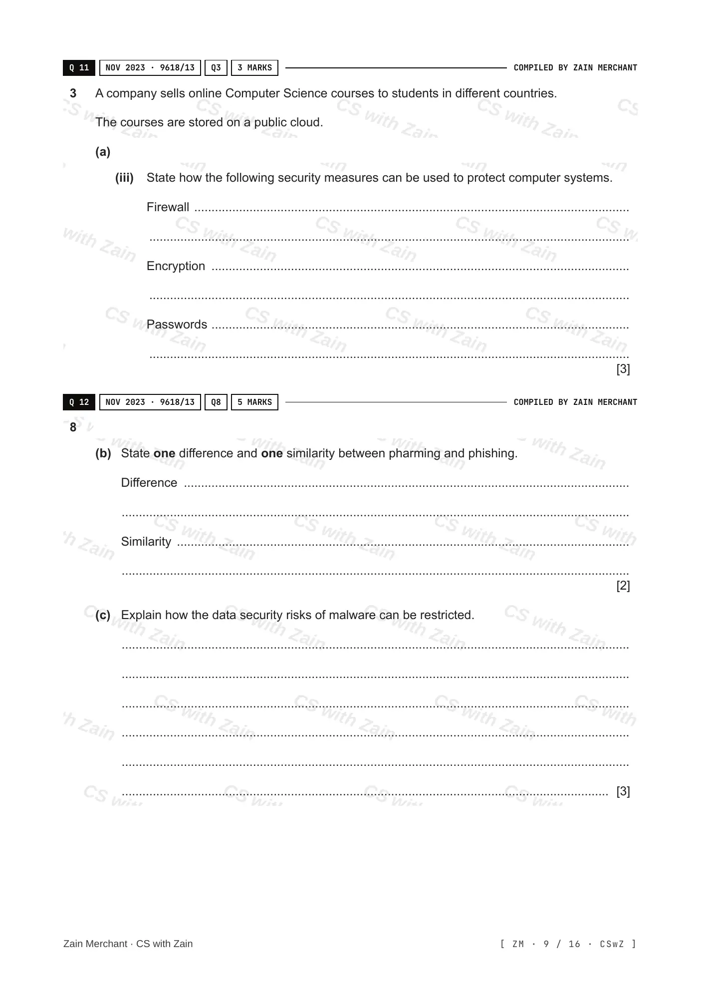 6.1 Data Security questions, page 8