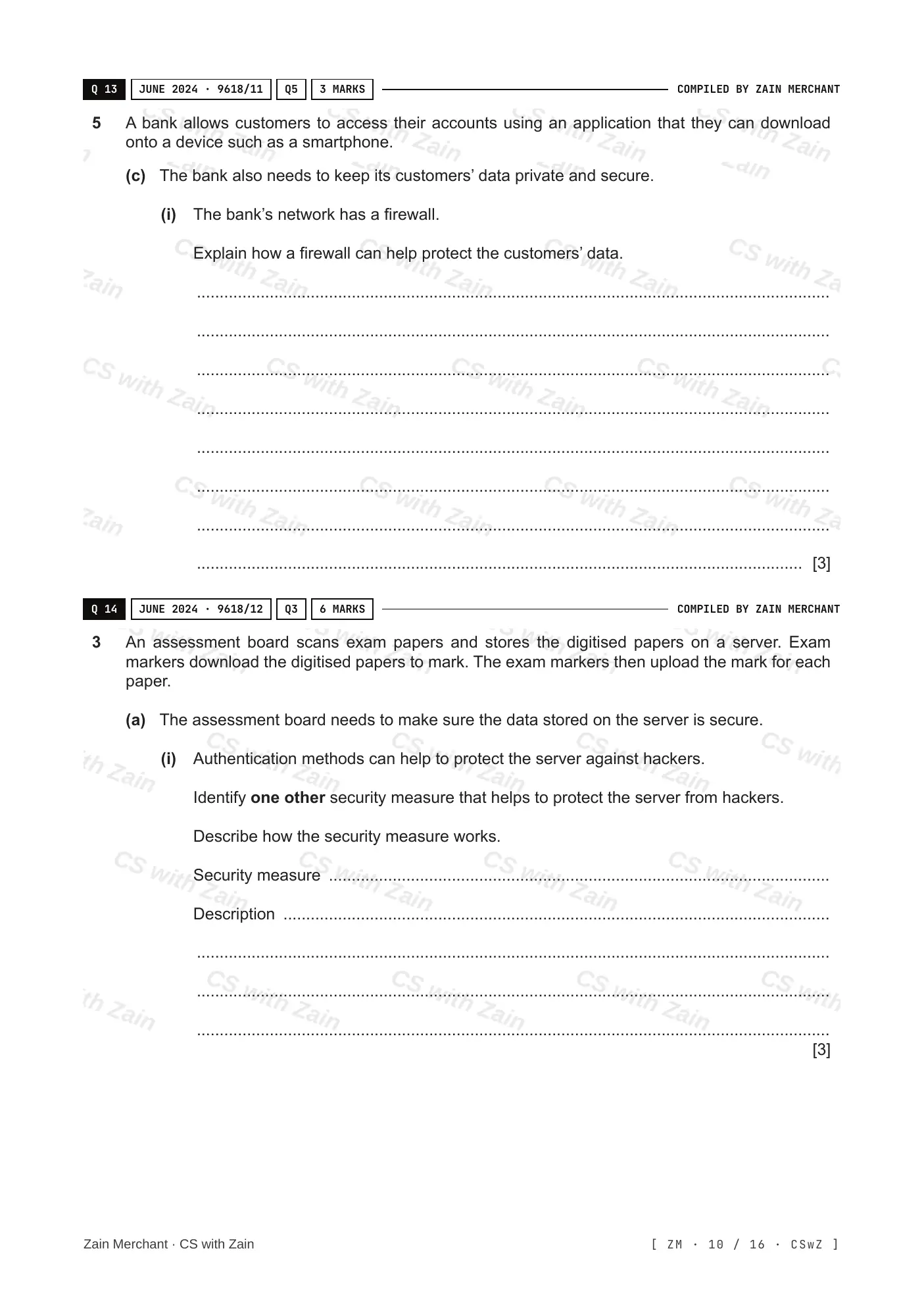 6.1 Data Security questions, page 9