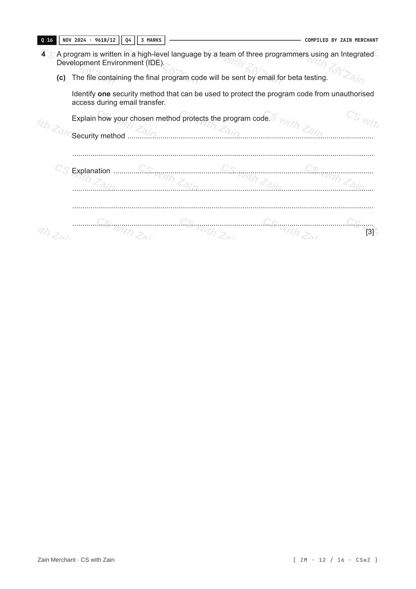 6.1 Data Security questions, page 11