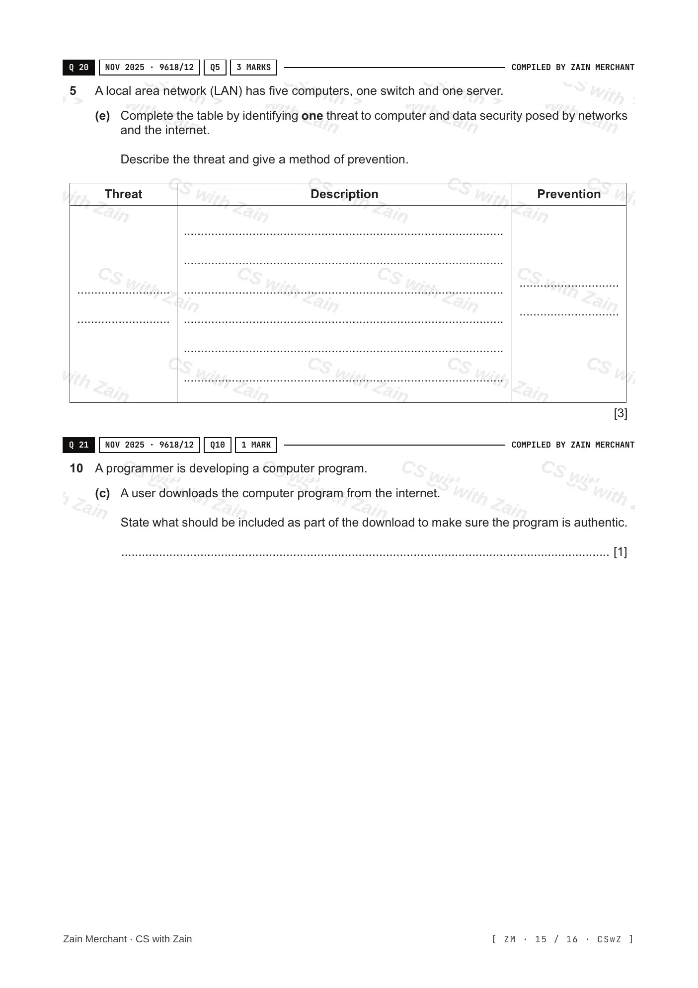 6.1 Data Security questions, page 14