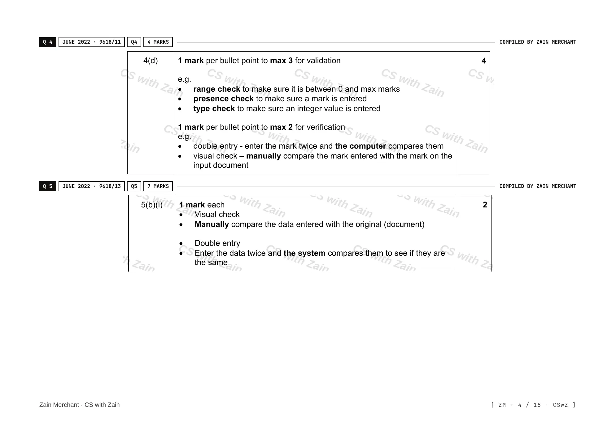 6.2 Data Integrity mark scheme, page 3
