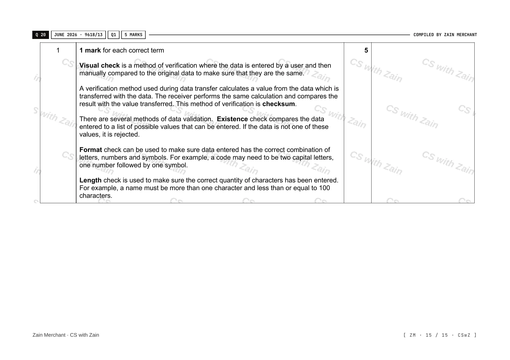 6.2 Data Integrity mark scheme, page 14