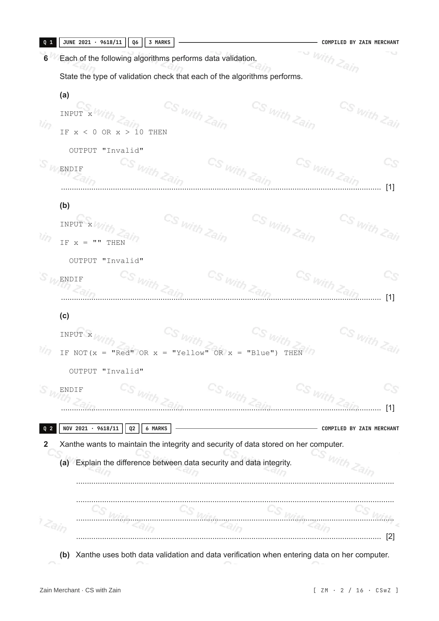 6.2 Data Integrity questions, page 1