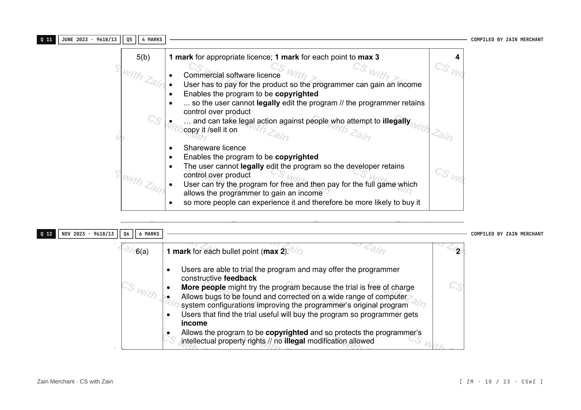 7.1 Ethics and Ownership mark scheme, page 9