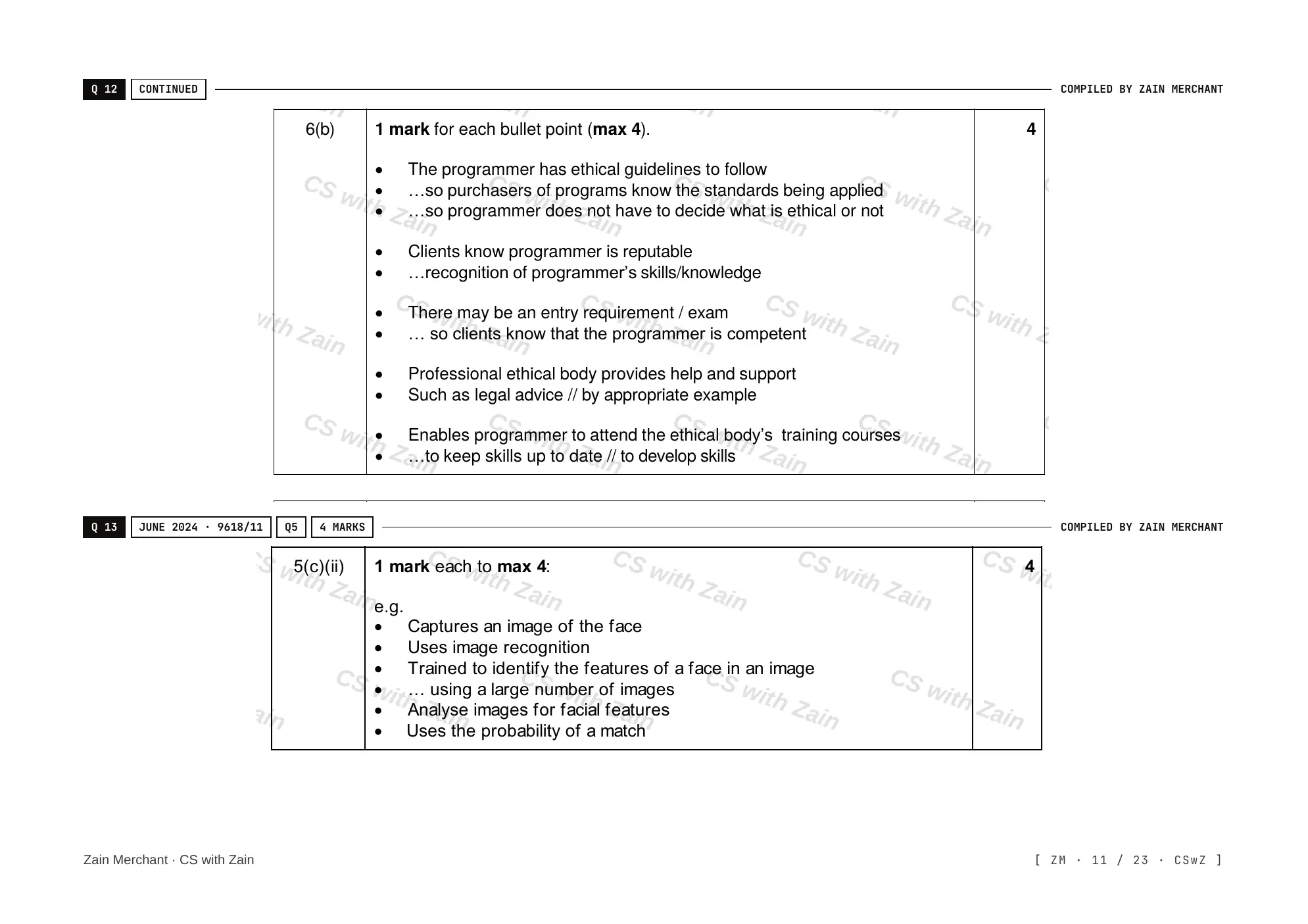 7.1 Ethics and Ownership mark scheme, page 10