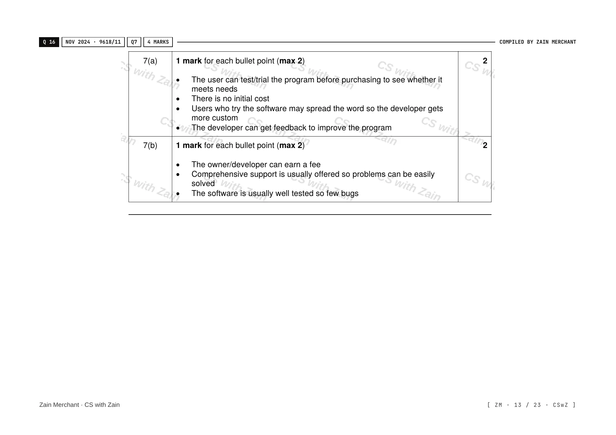 7.1 Ethics and Ownership mark scheme, page 12