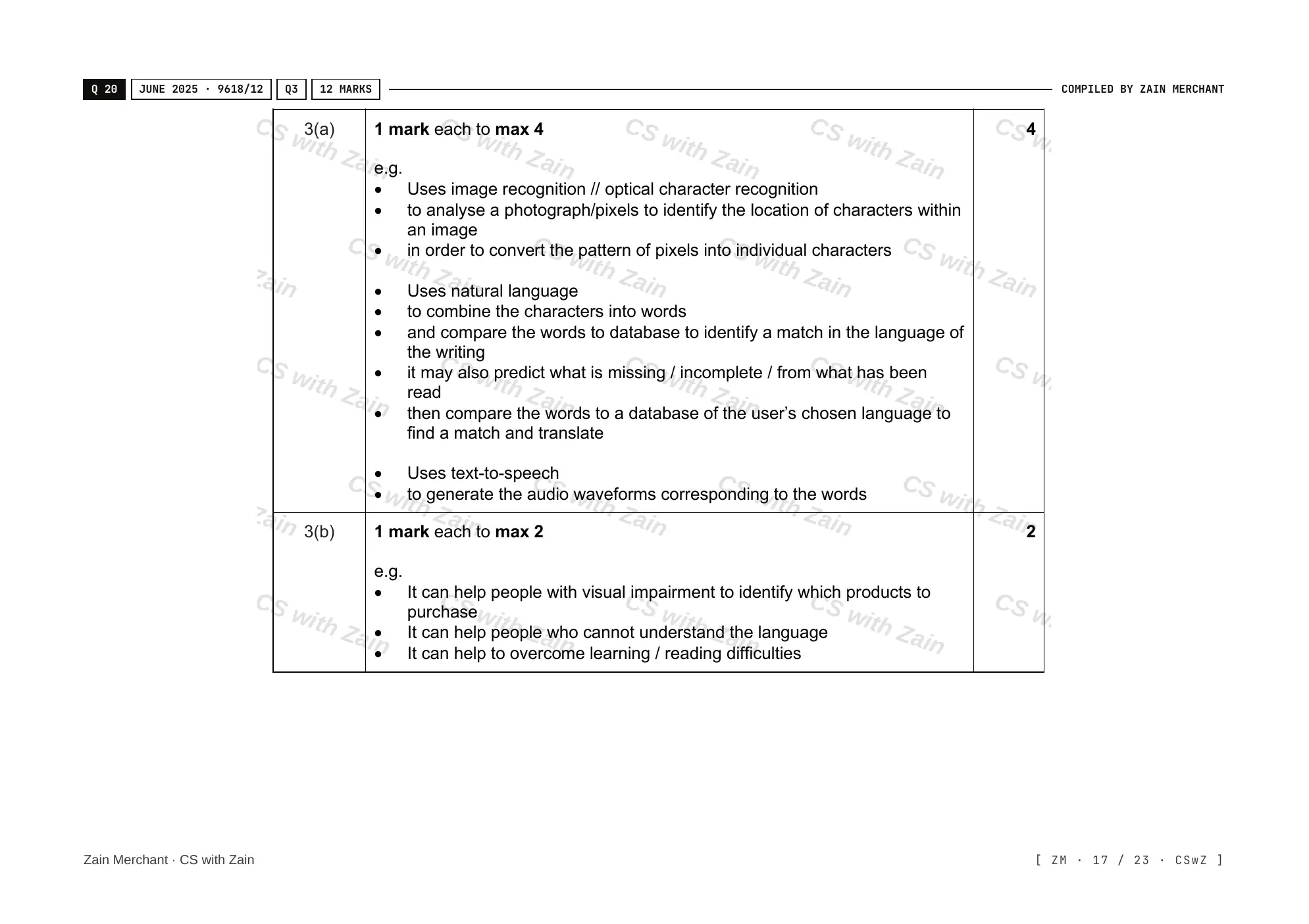 7.1 Ethics and Ownership mark scheme, page 16