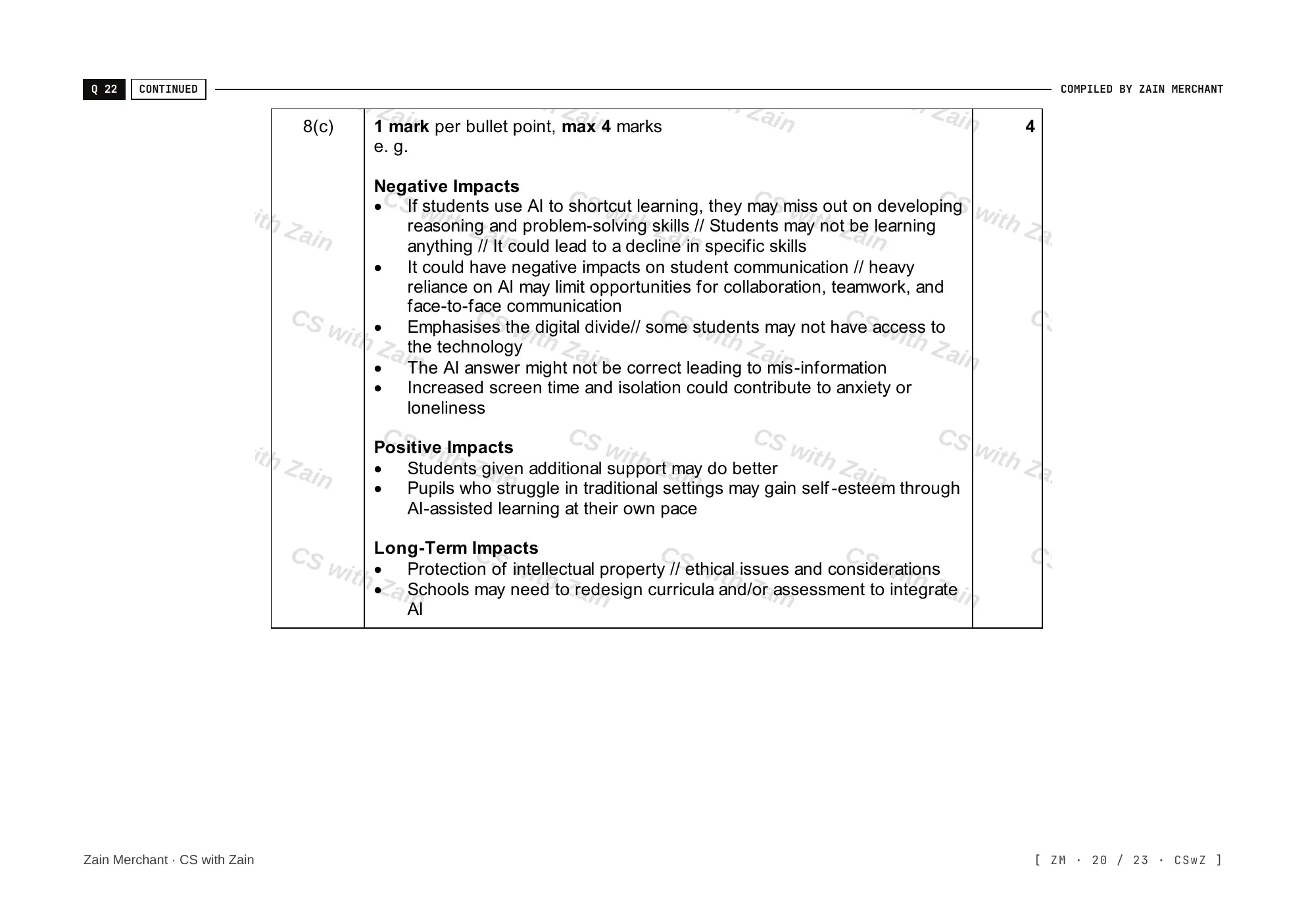 7.1 Ethics and Ownership mark scheme, page 19
