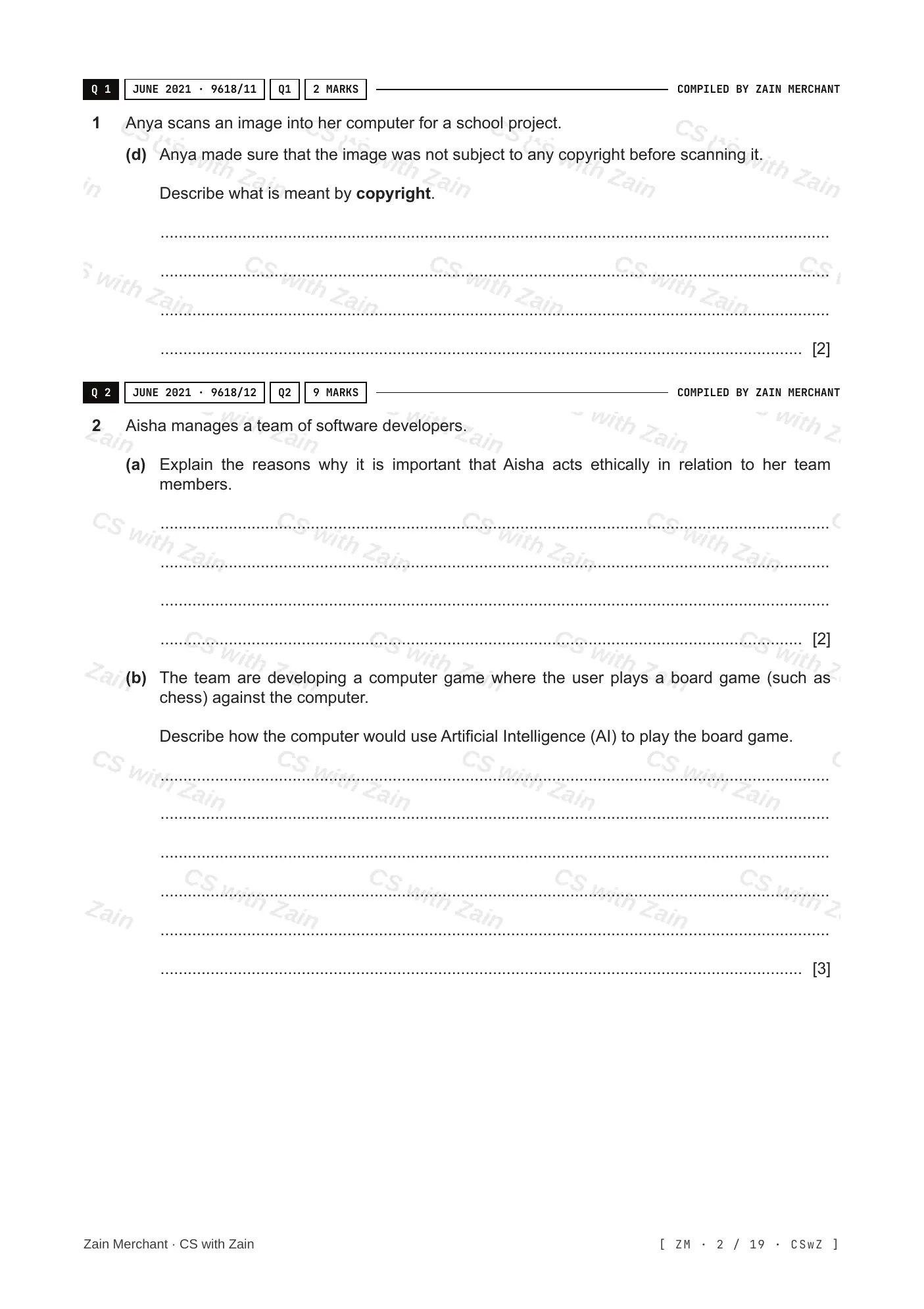 7.1 Ethics and Ownership questions, page 1