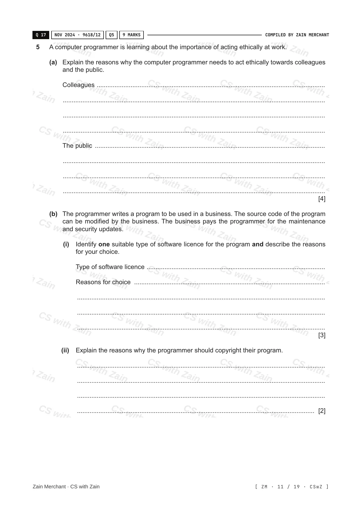 7.1 Ethics and Ownership questions, page 10