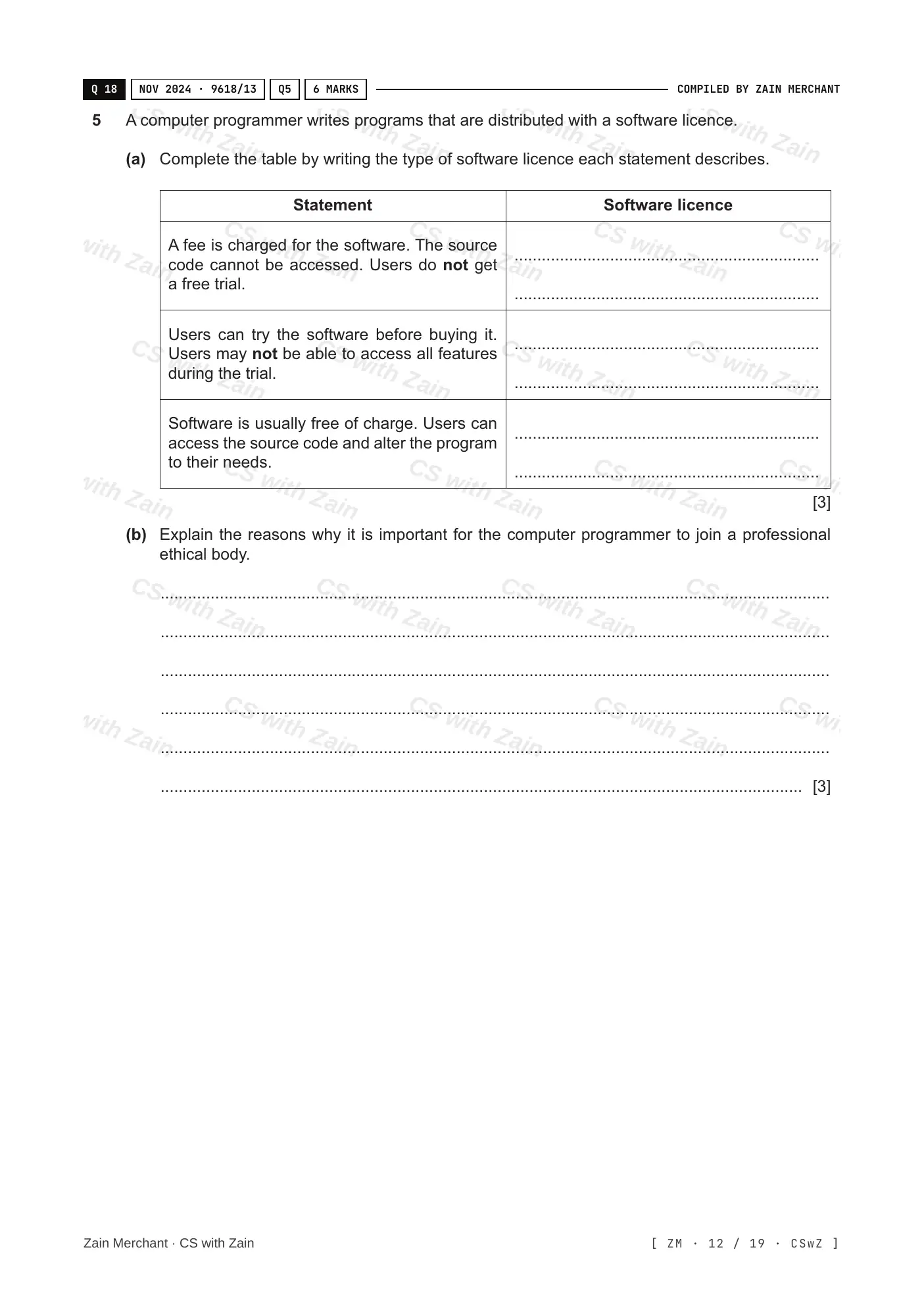 7.1 Ethics and Ownership questions, page 11