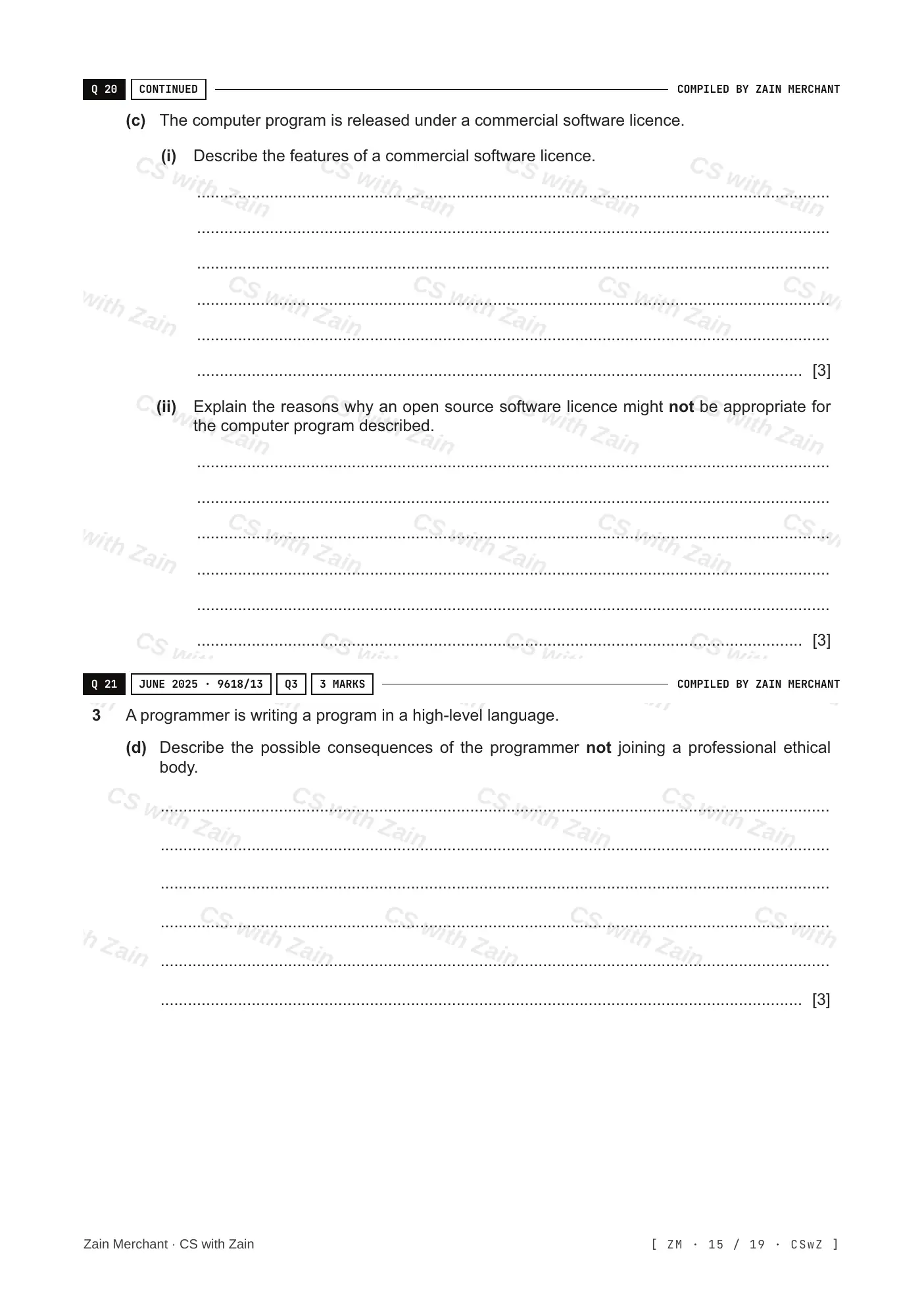 7.1 Ethics and Ownership questions, page 14