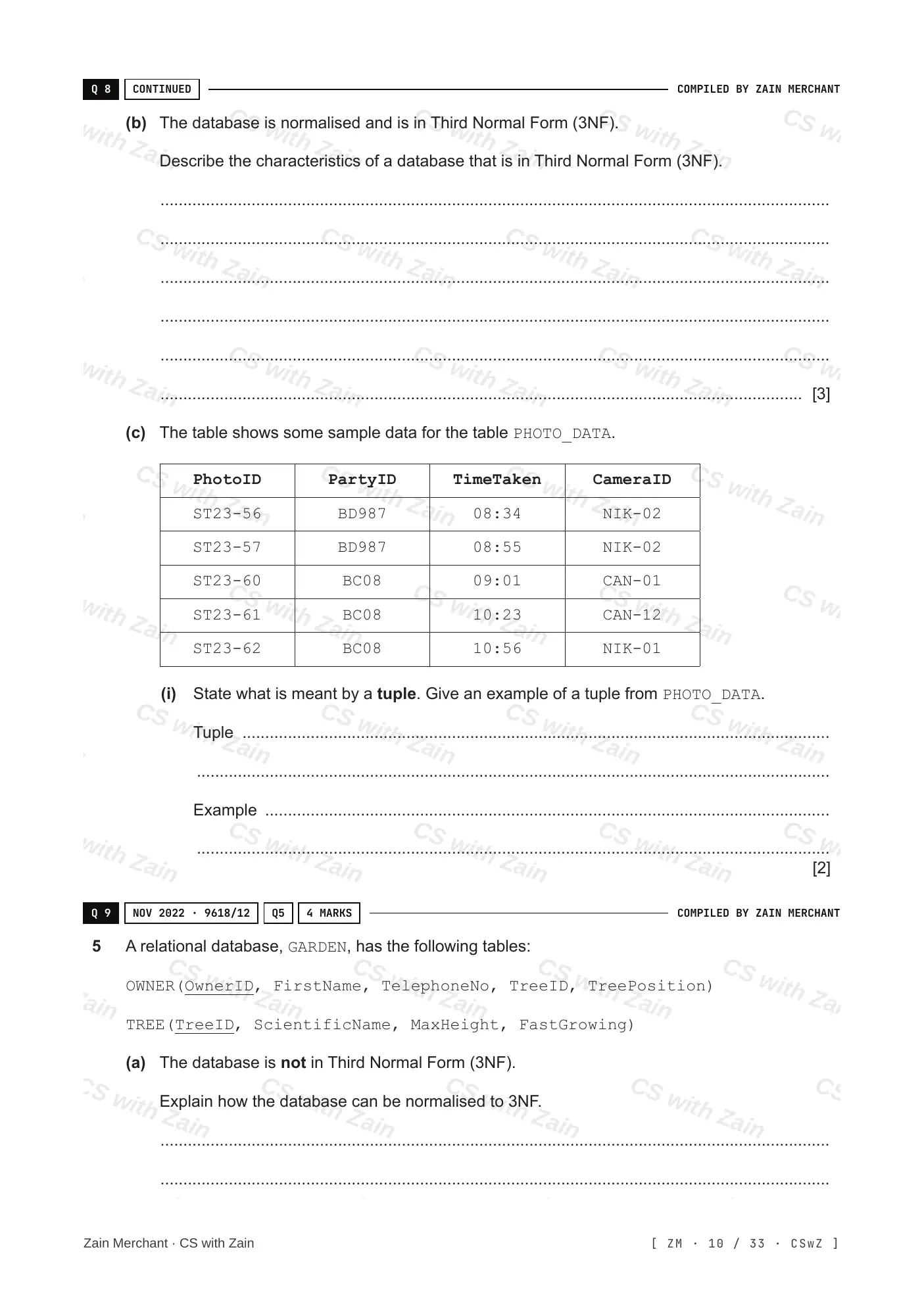 8.1 Database Concepts questions, page 9
