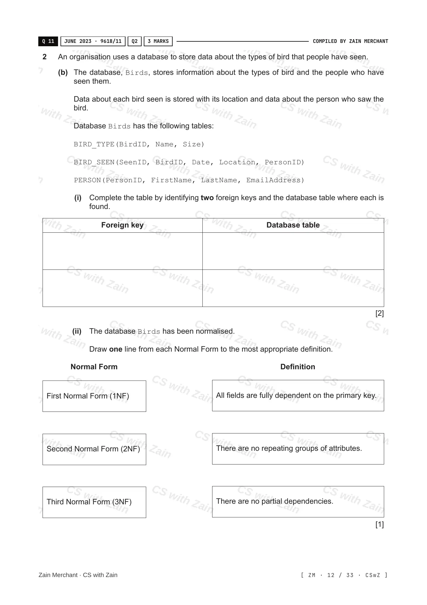 8.1 Database Concepts questions, page 11
