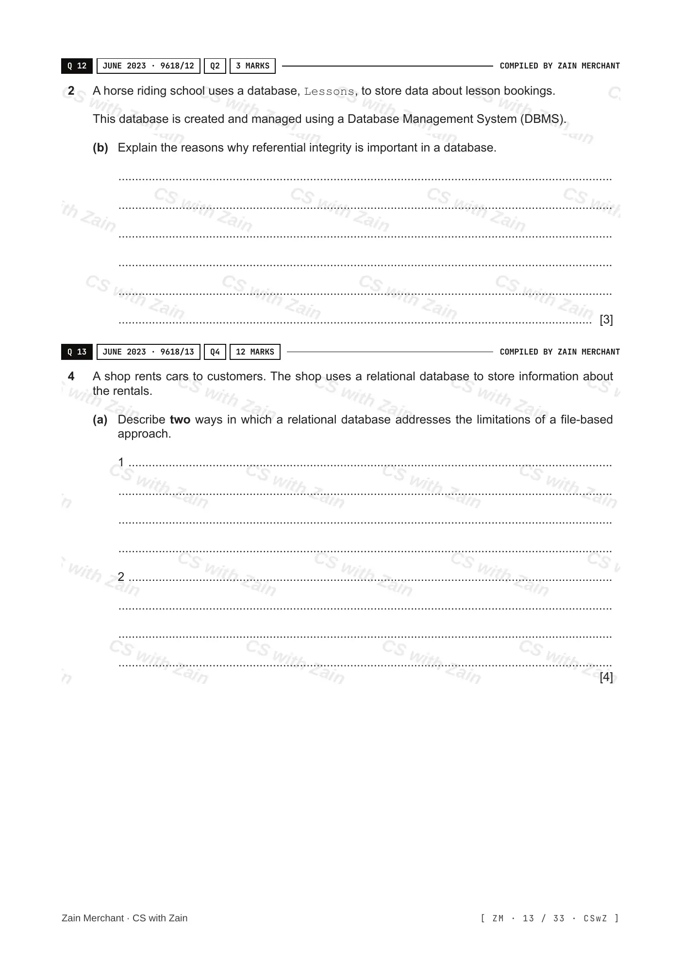 8.1 Database Concepts questions, page 12