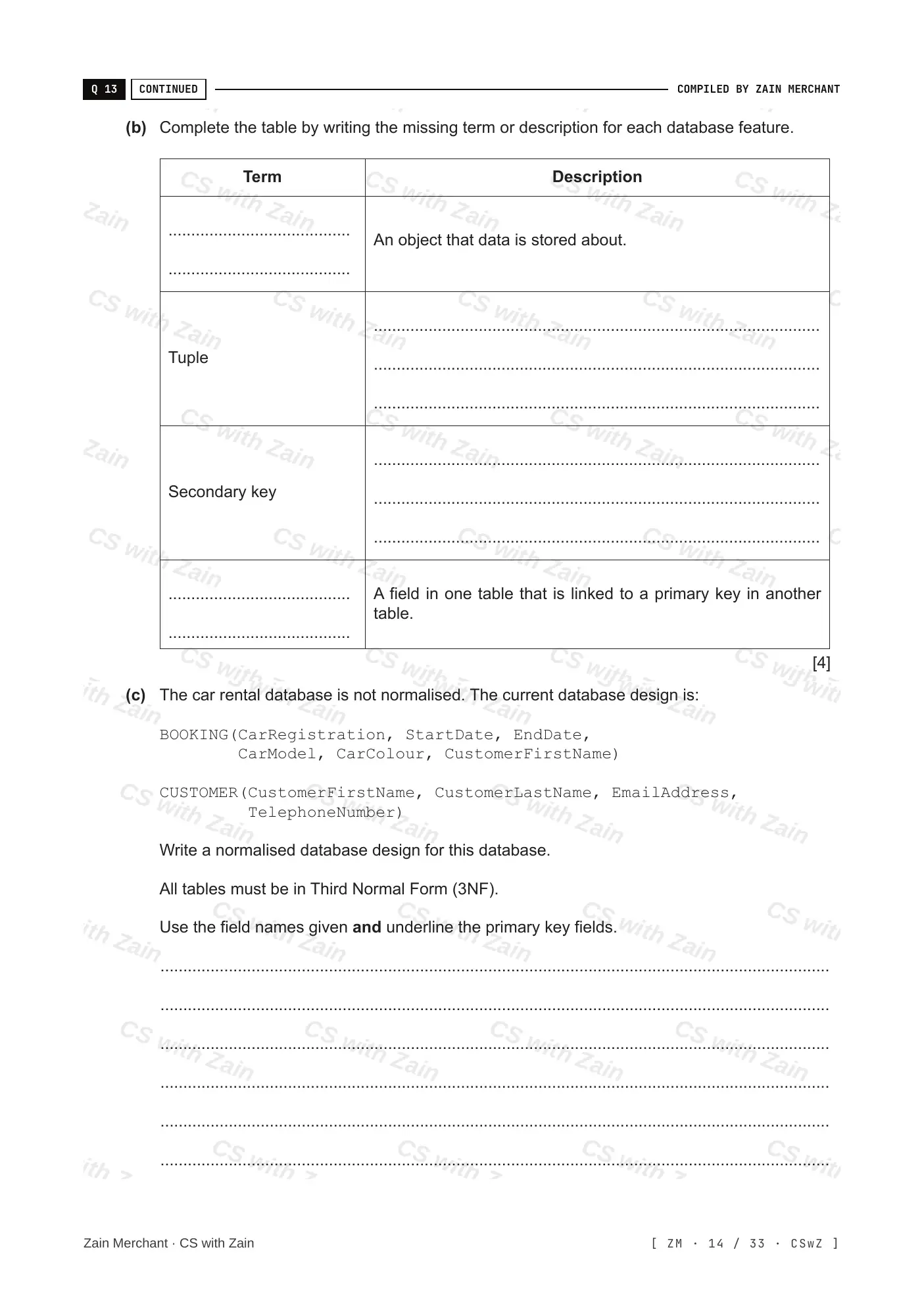 8.1 Database Concepts questions, page 13