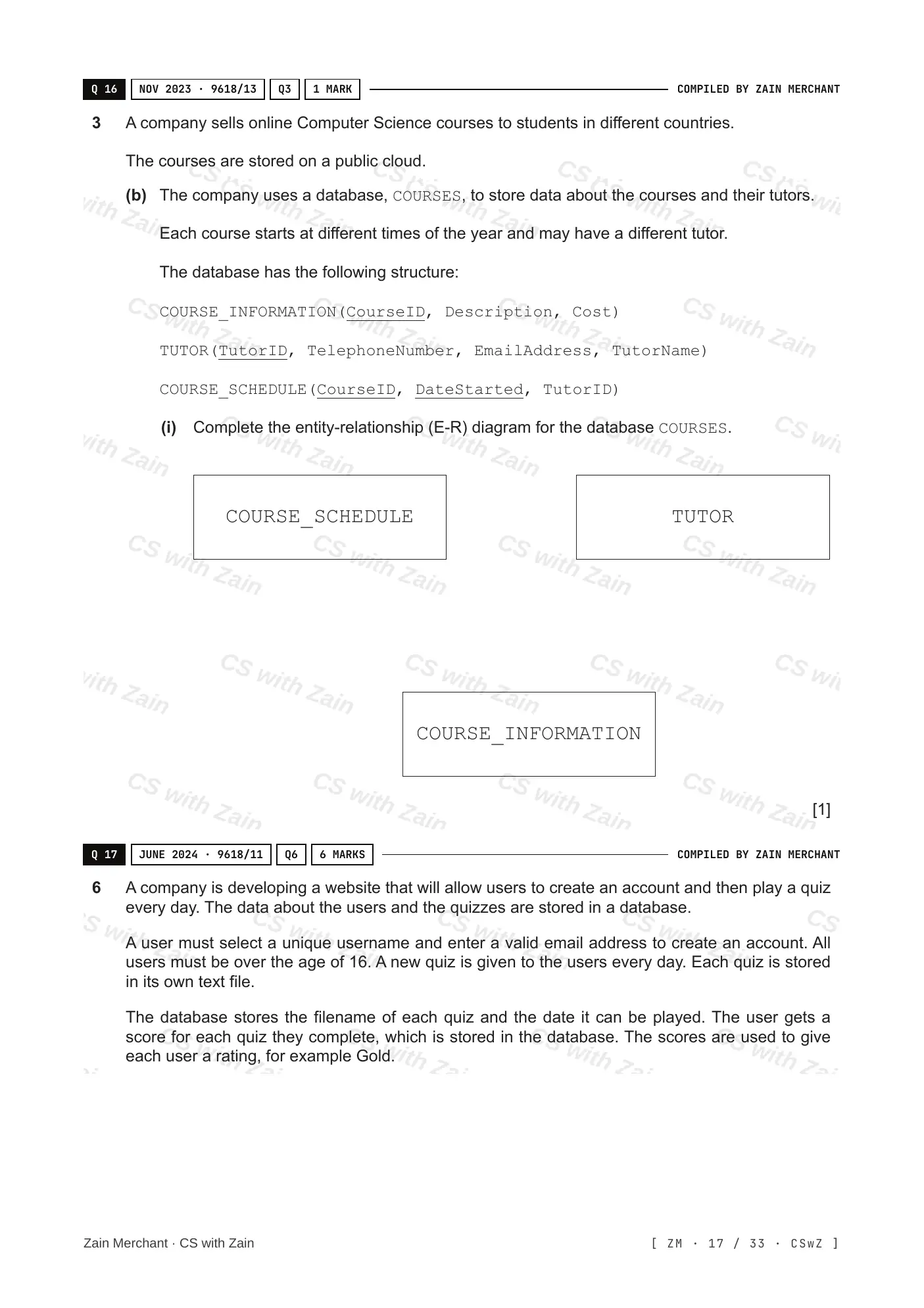 8.1 Database Concepts questions, page 16