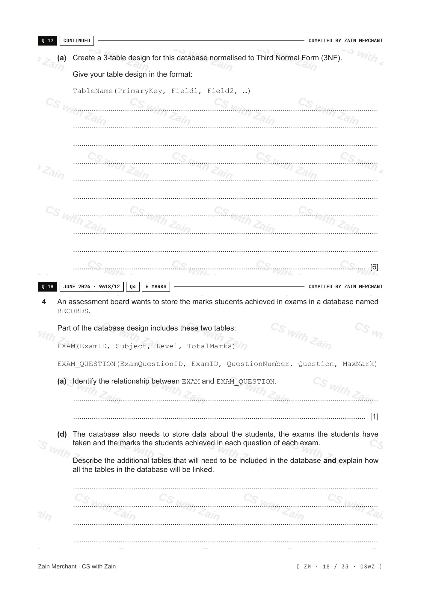 8.1 Database Concepts questions, page 17