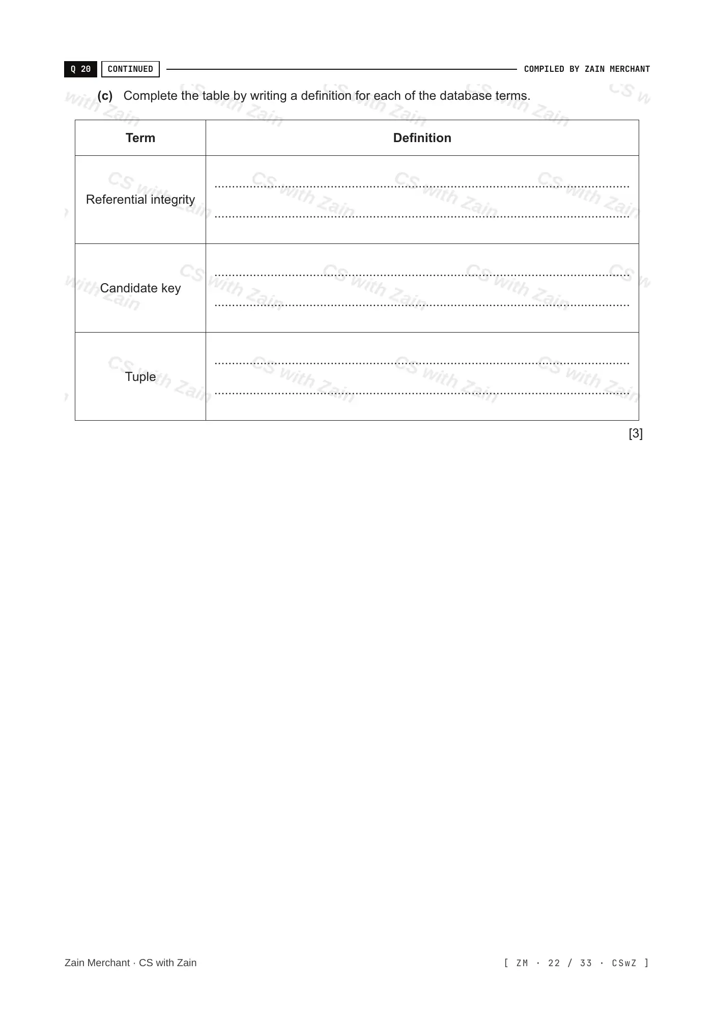 8.1 Database Concepts questions, page 21