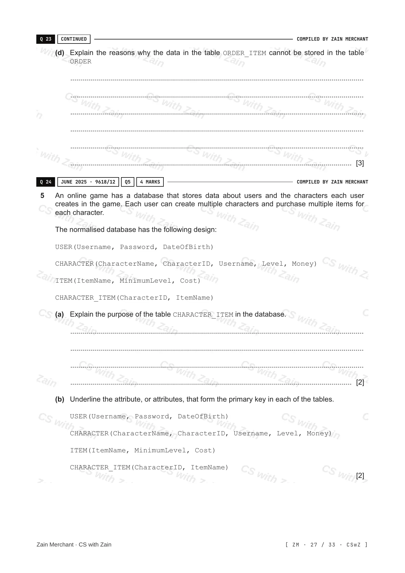 8.1 Database Concepts questions, page 26