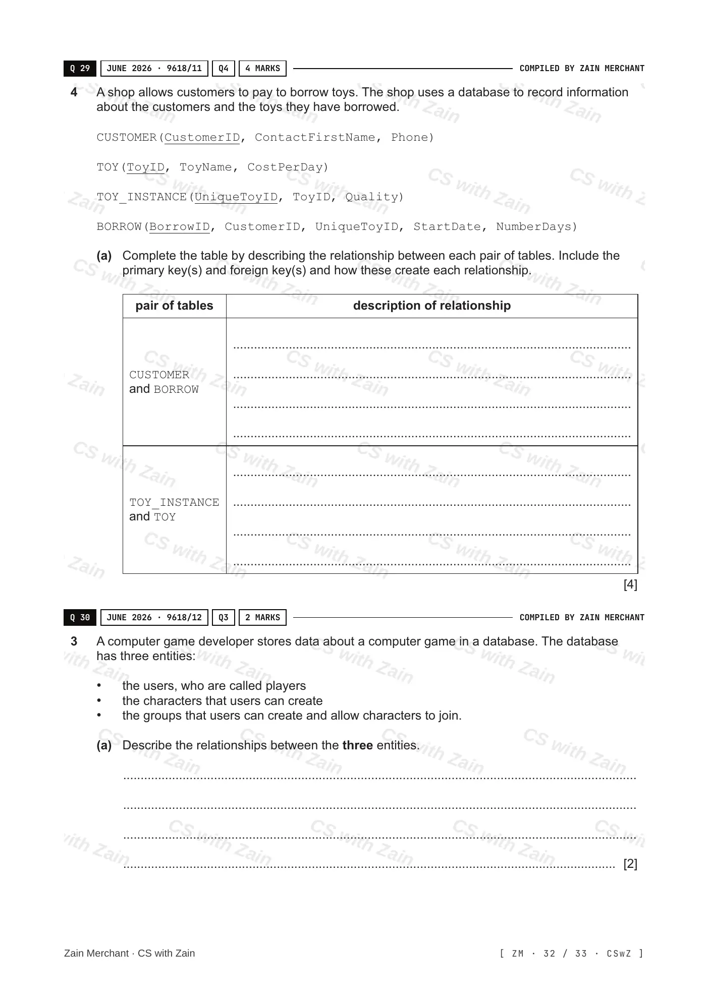 8.1 Database Concepts questions, page 31