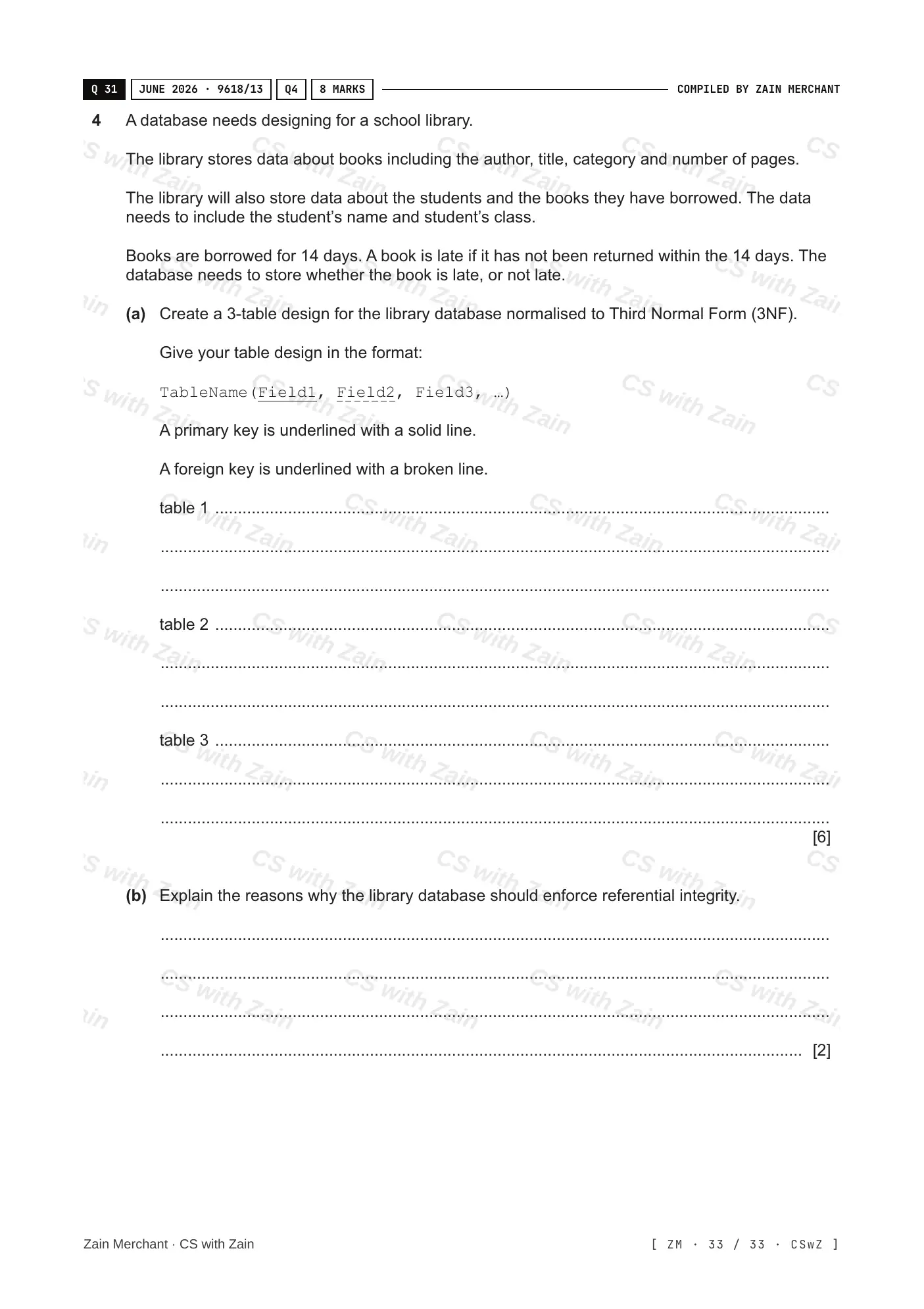 8.1 Database Concepts questions, page 32