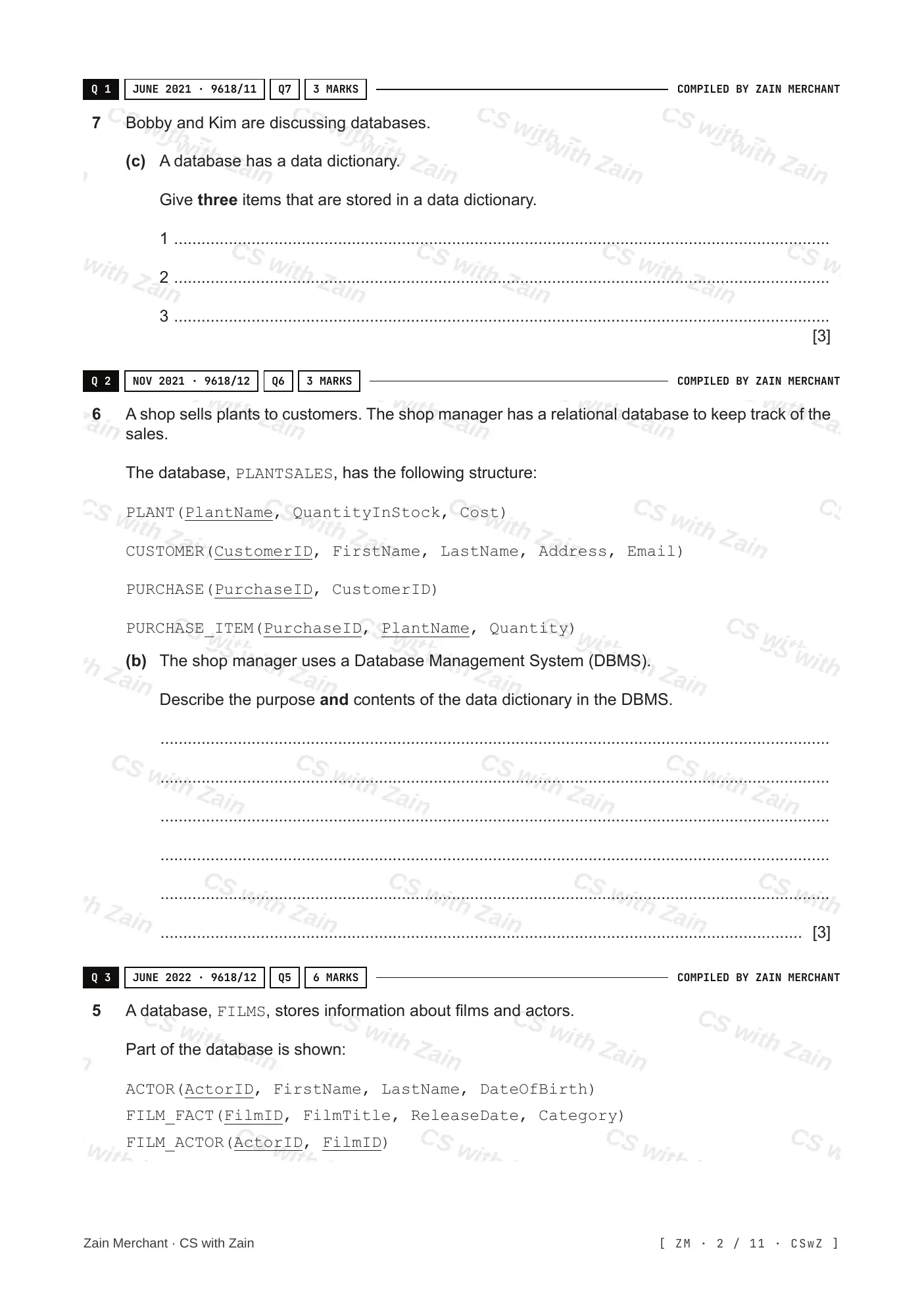 8.2 Database Management Systems (DBMS) questions, page 1