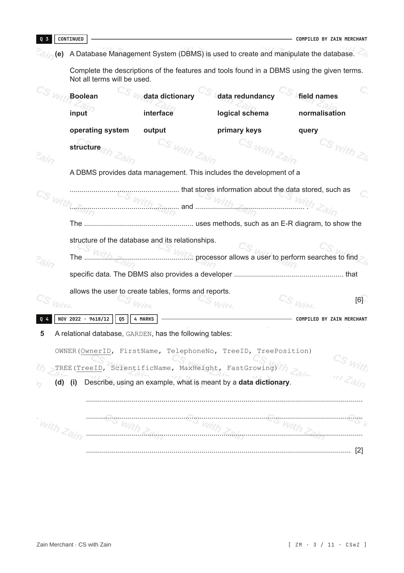 8.2 Database Management Systems (DBMS) questions, page 2