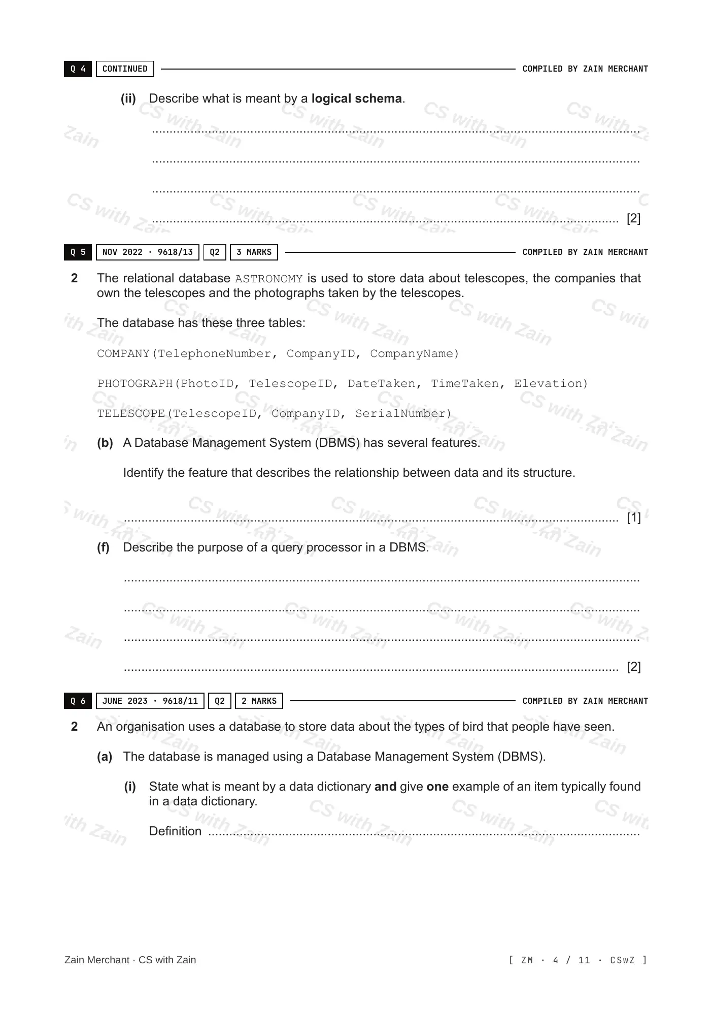 8.2 Database Management Systems (DBMS) questions, page 3