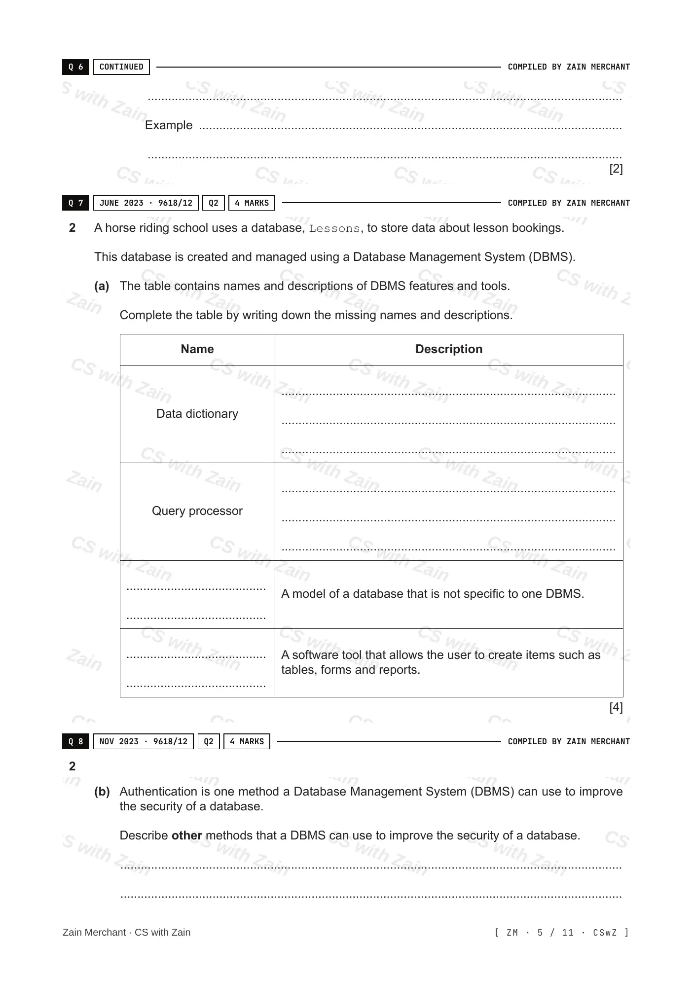 8.2 Database Management Systems (DBMS) questions, page 4