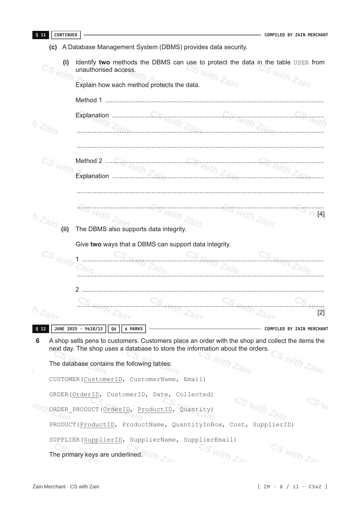 8.2 Database Management Systems (DBMS) questions, page 7