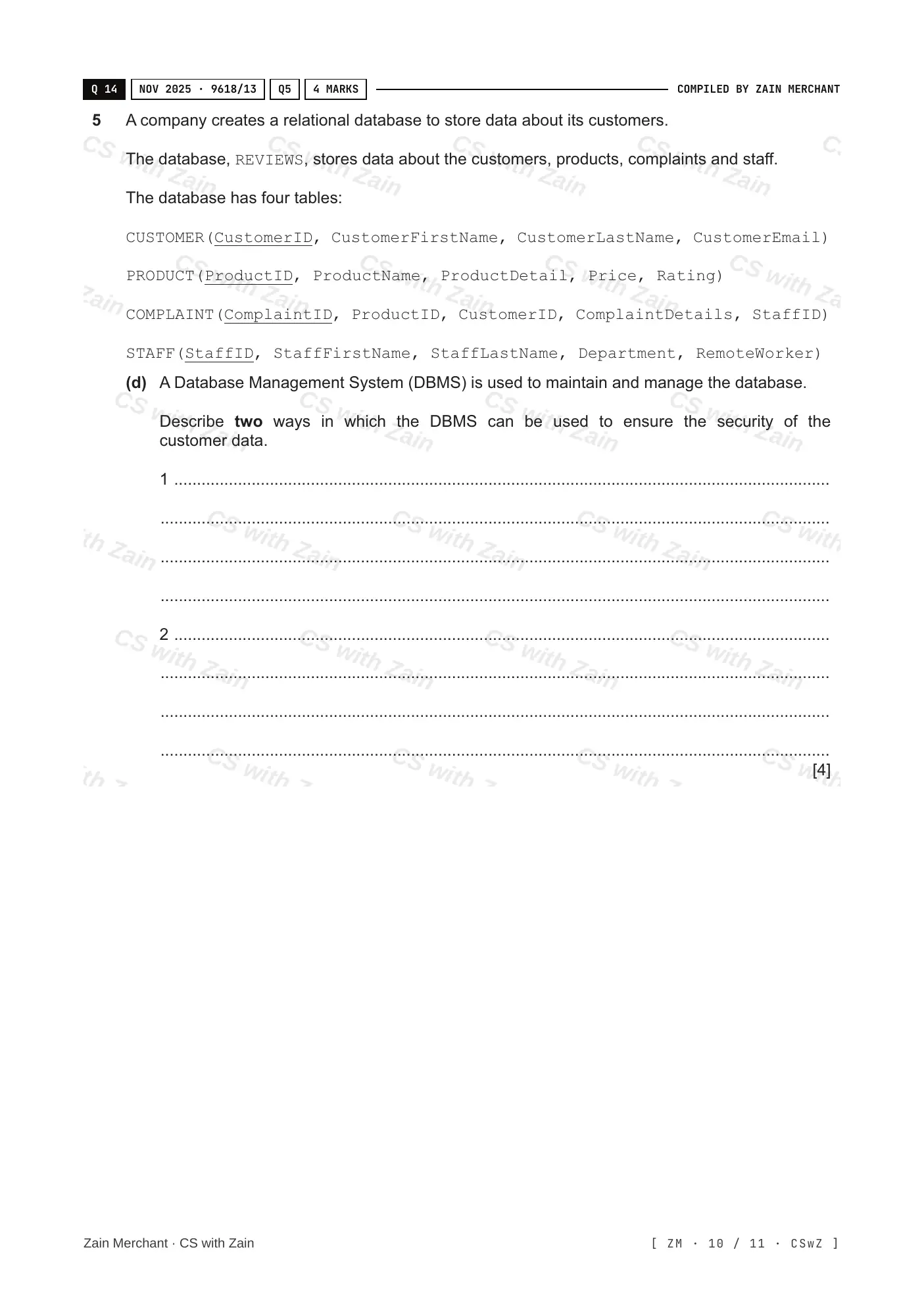 8.2 Database Management Systems (DBMS) questions, page 9