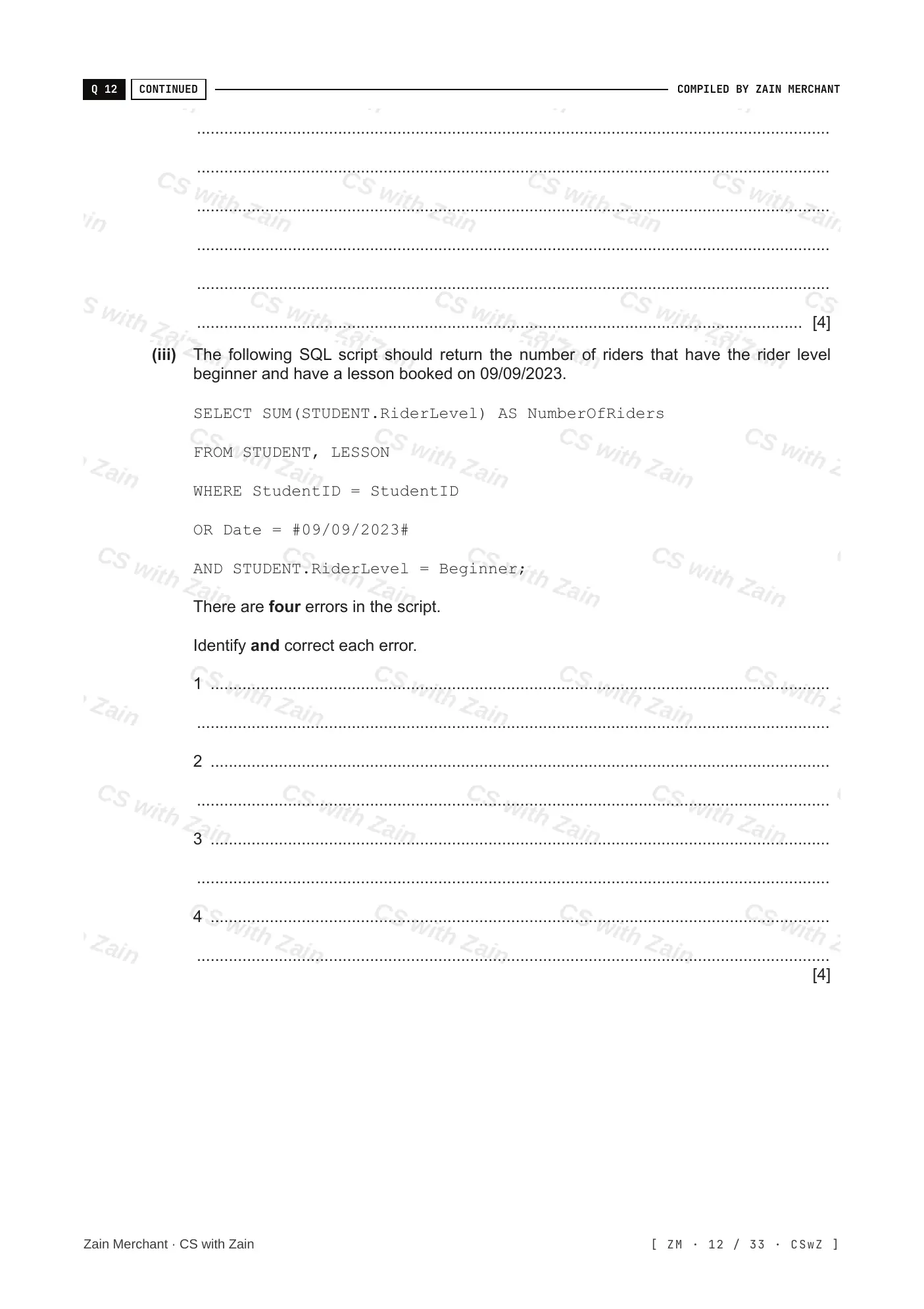 8.3 Data Definition Language (DDL) and Data Manipulation Language (DML) questions, page 11