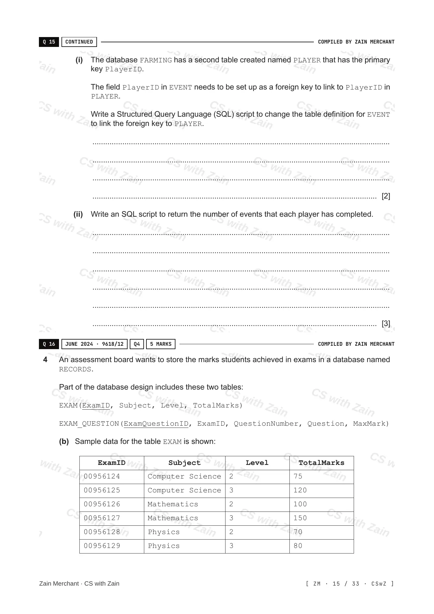 8.3 Data Definition Language (DDL) and Data Manipulation Language (DML) questions, page 14