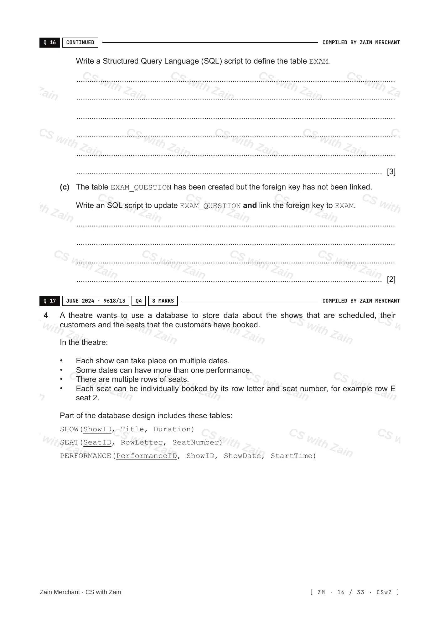 8.3 Data Definition Language (DDL) and Data Manipulation Language (DML) questions, page 15