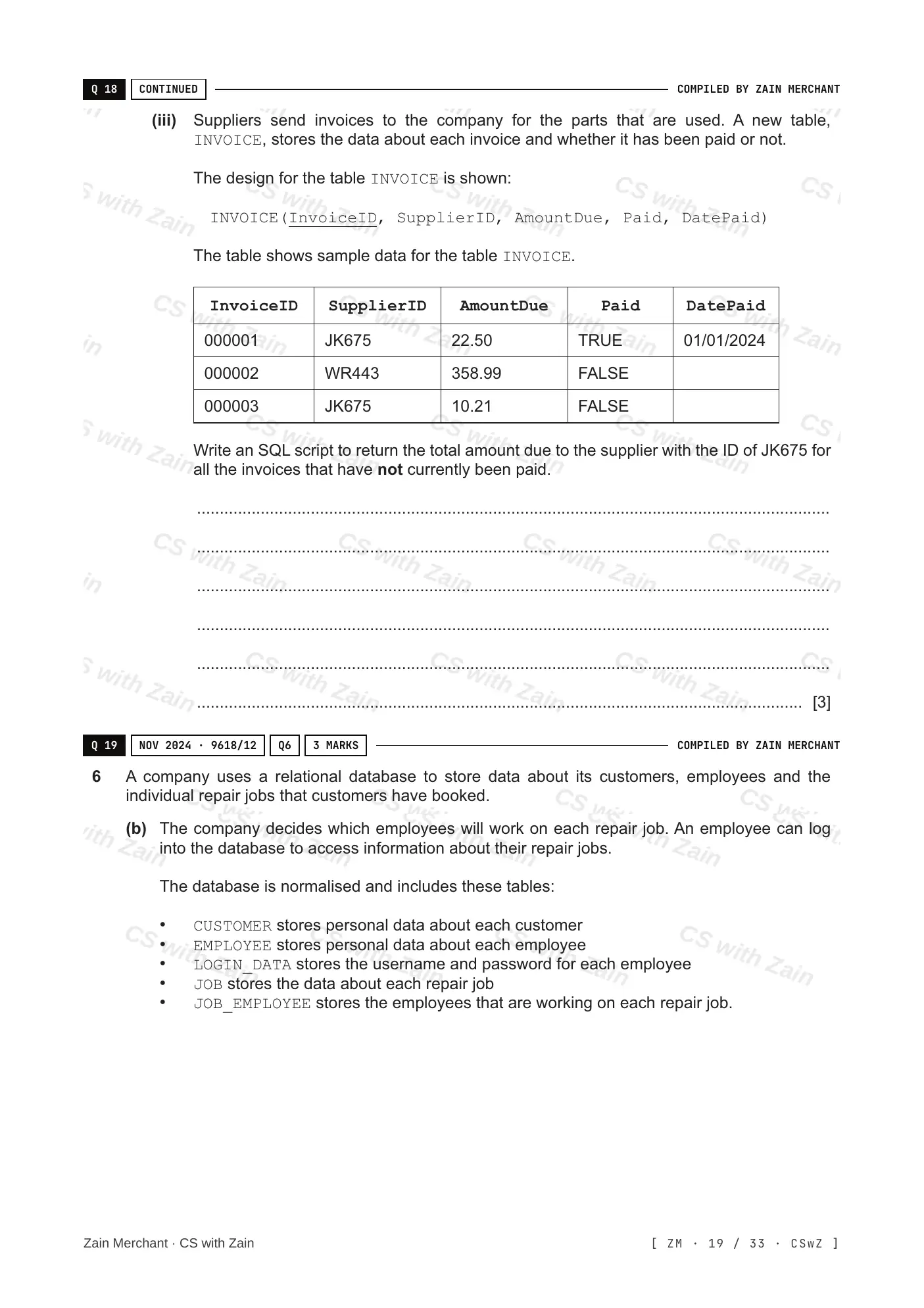 8.3 Data Definition Language (DDL) and Data Manipulation Language (DML) questions, page 18