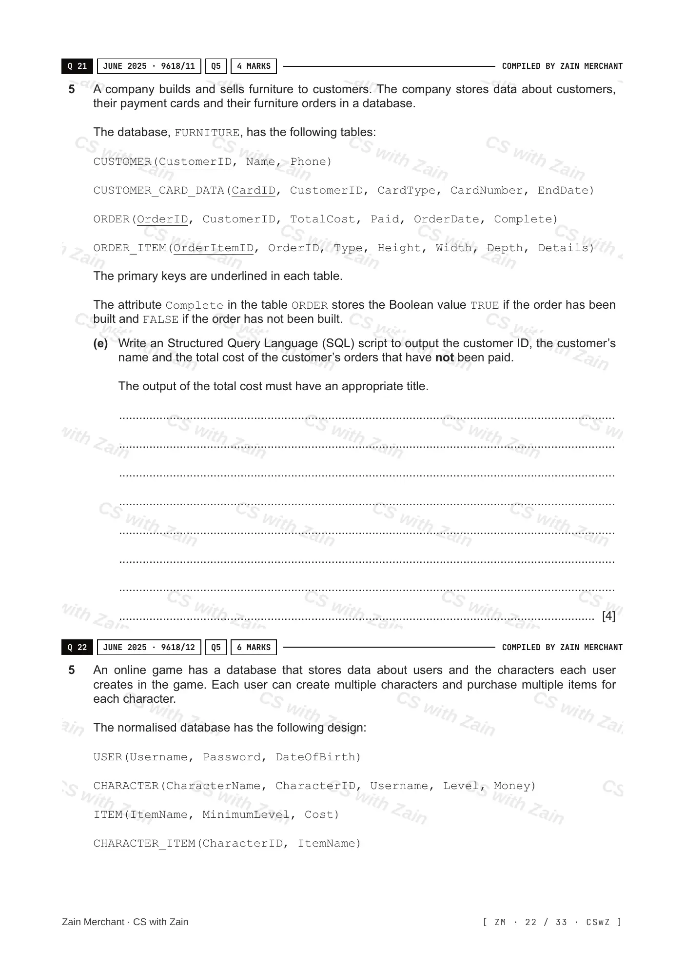 8.3 Data Definition Language (DDL) and Data Manipulation Language (DML) questions, page 21