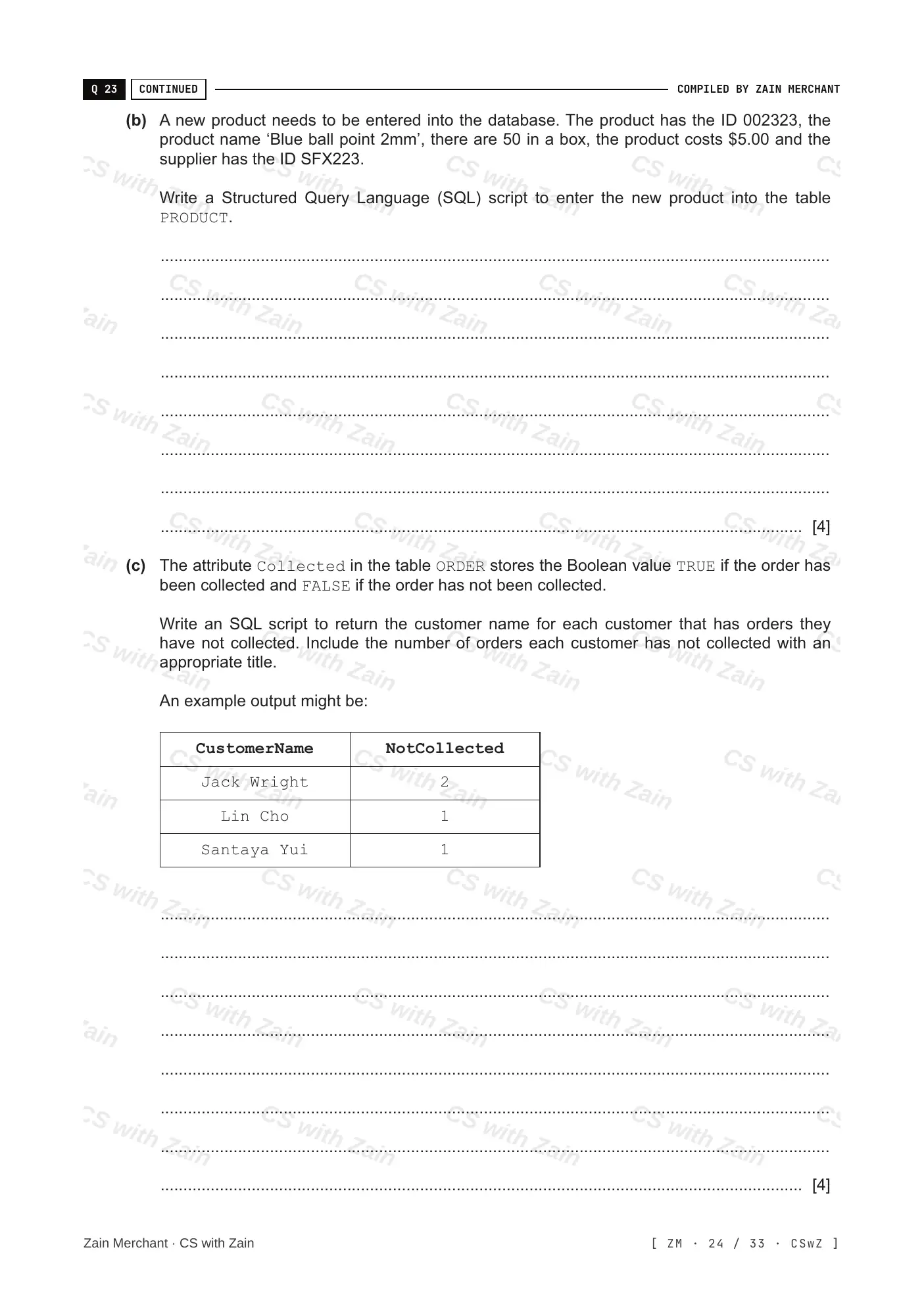 8.3 Data Definition Language (DDL) and Data Manipulation Language (DML) questions, page 23