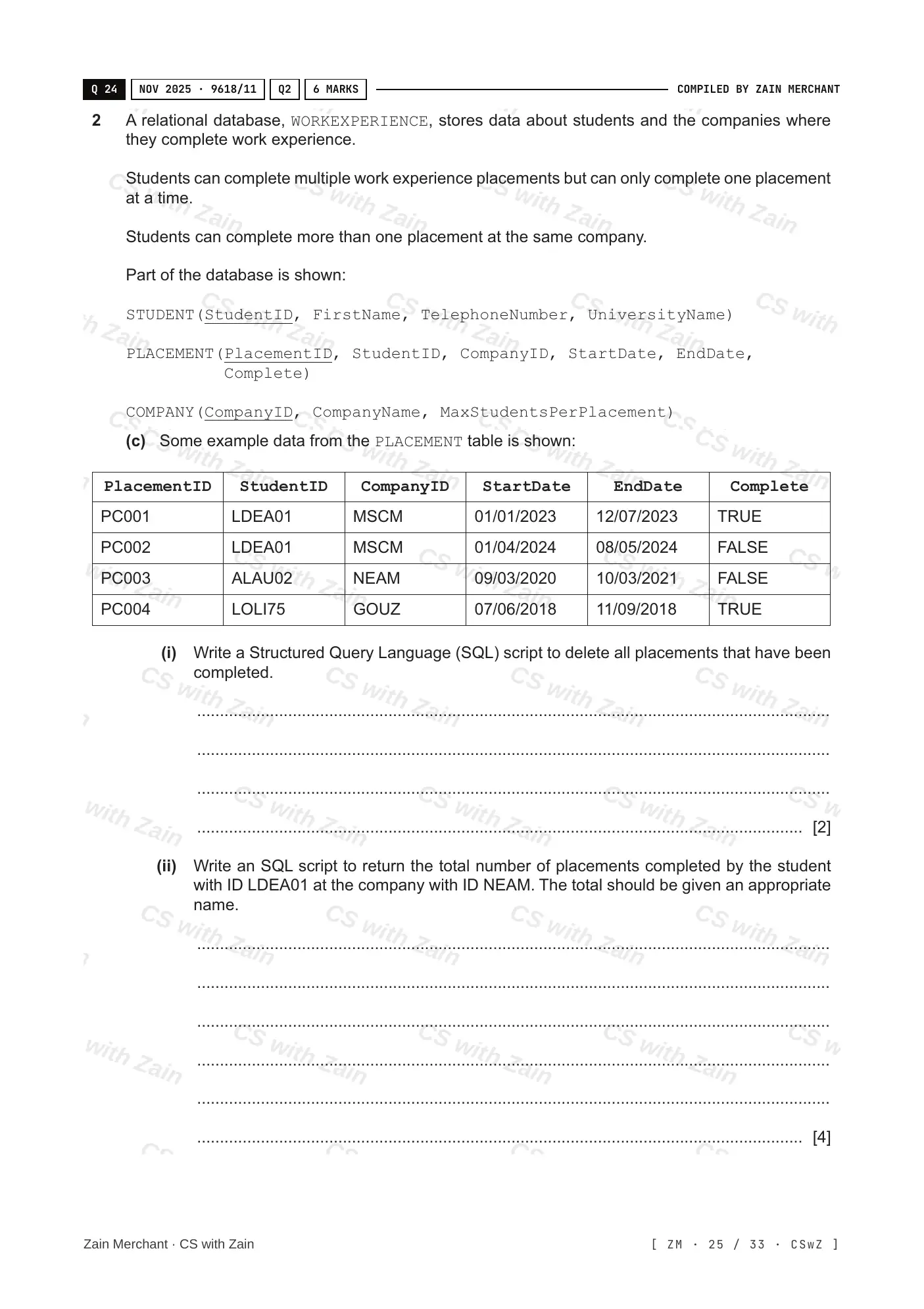 8.3 Data Definition Language (DDL) and Data Manipulation Language (DML) questions, page 24