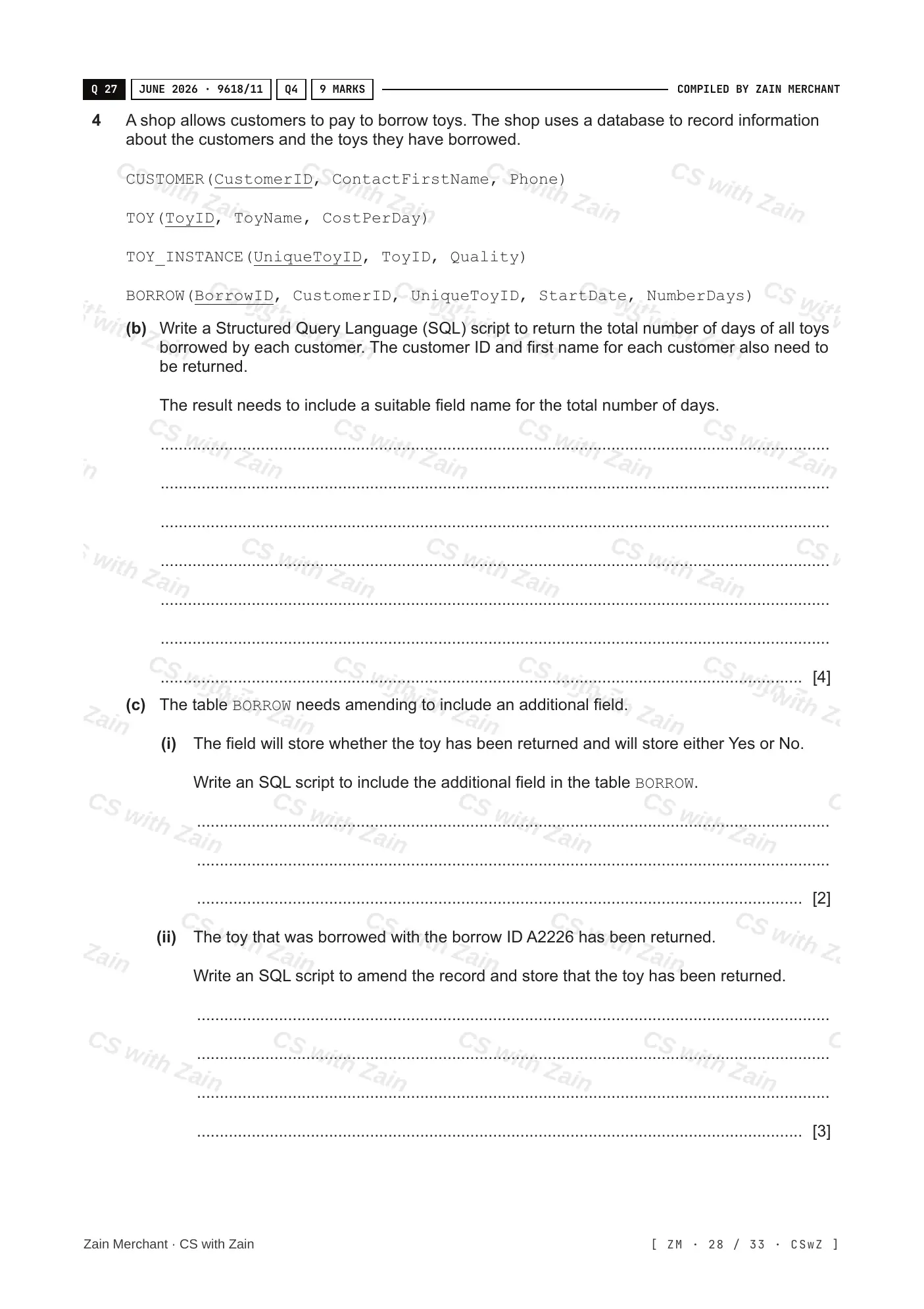 8.3 Data Definition Language (DDL) and Data Manipulation Language (DML) questions, page 27