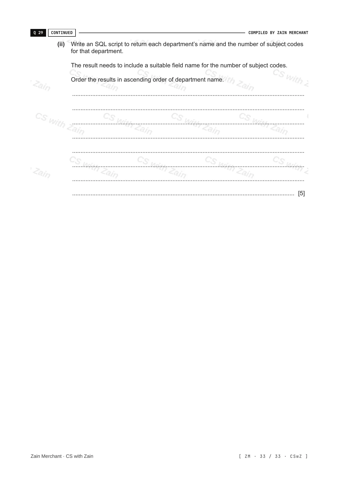 8.3 Data Definition Language (DDL) and Data Manipulation Language (DML) questions, page 32